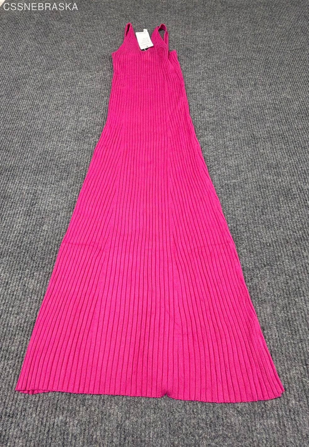 MEROKEETY Women’s Pink Ribbed Knit Sleeveless Midi Tank Dress NWT Size M