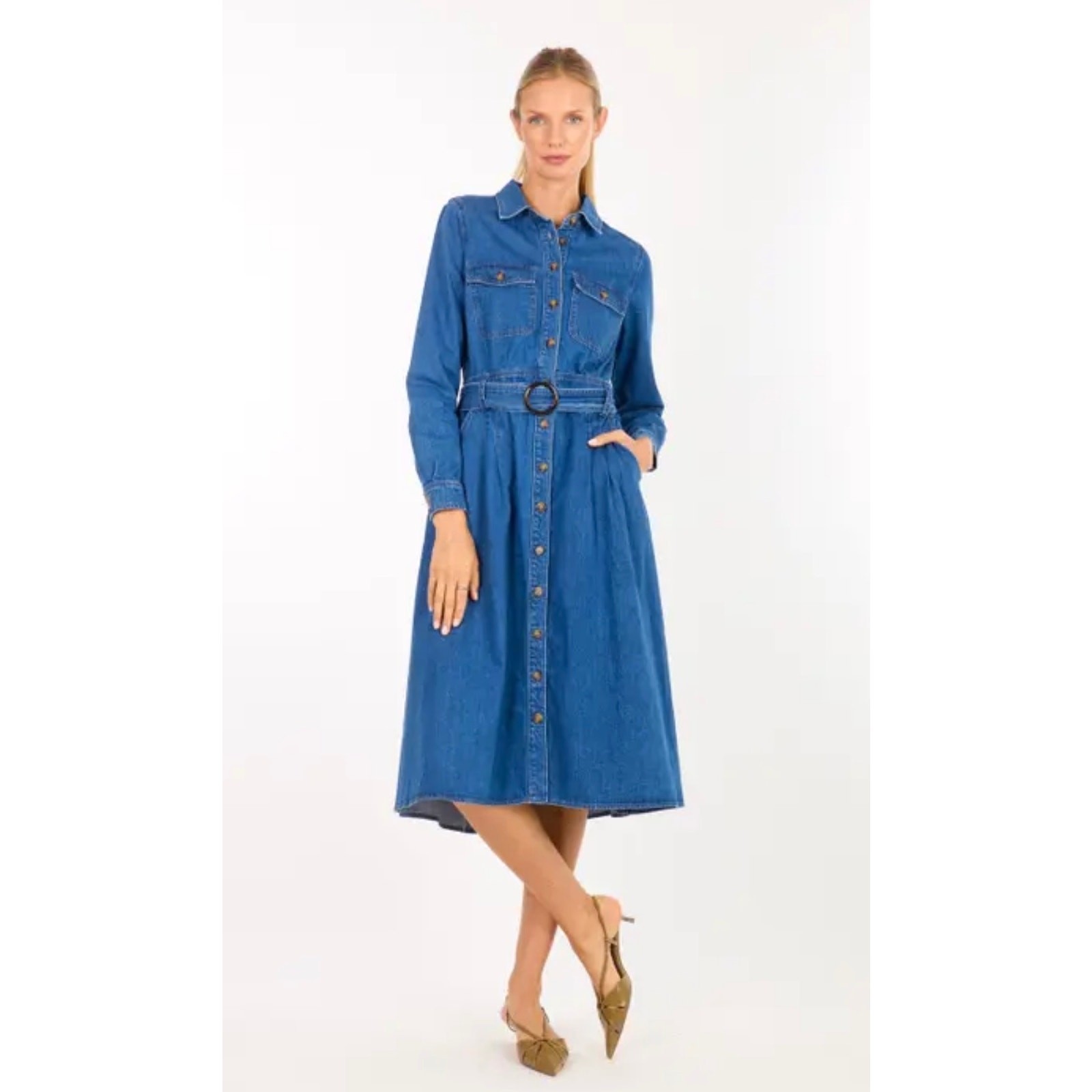 Super Natural By Secret Mission Arrowleigh Dress Denim Garment Wash Size Large