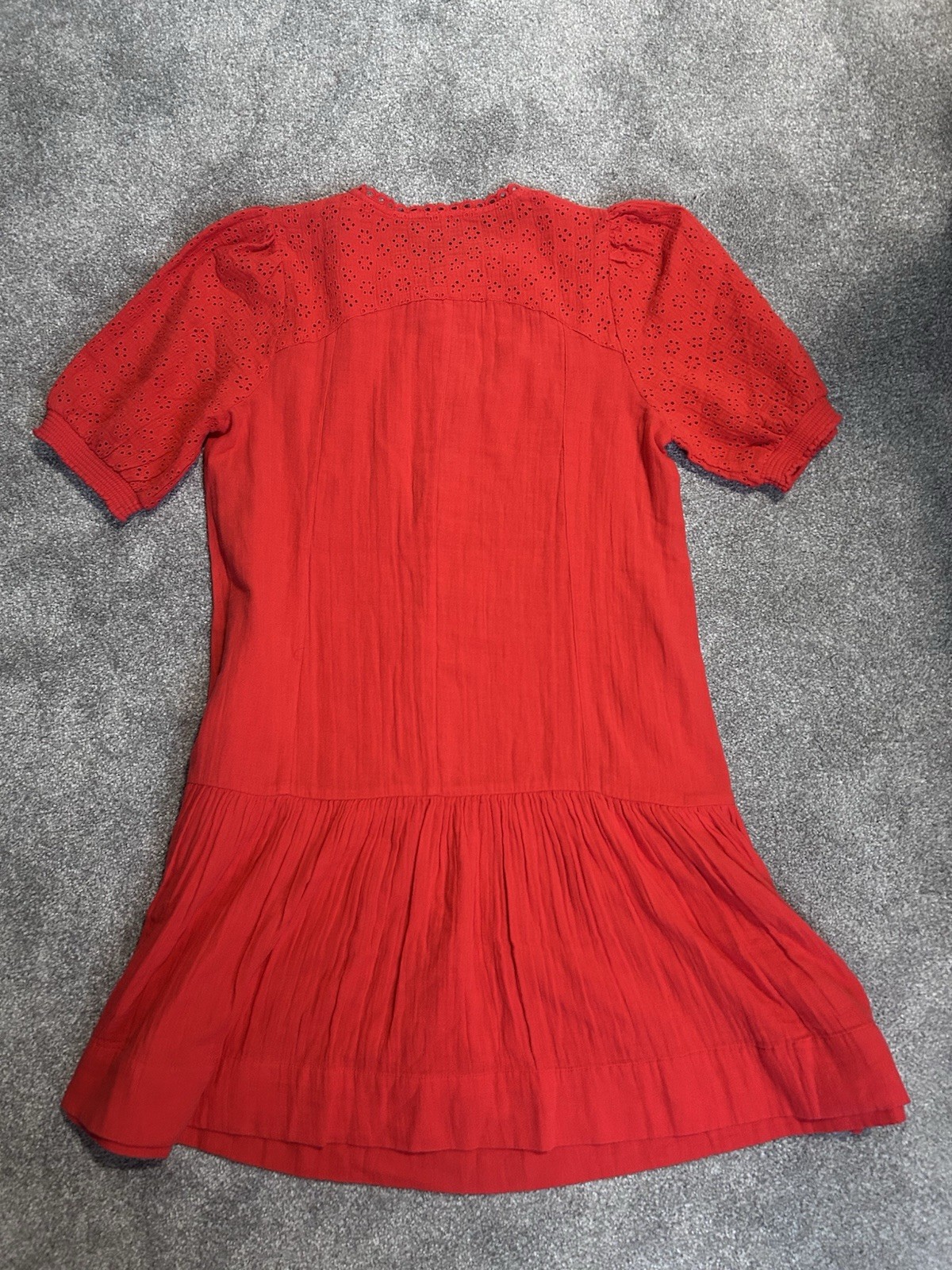 ME+EM Poppy Red Embroidered Cheesecloth Swing Mini Dress UK 8 New Without Tags