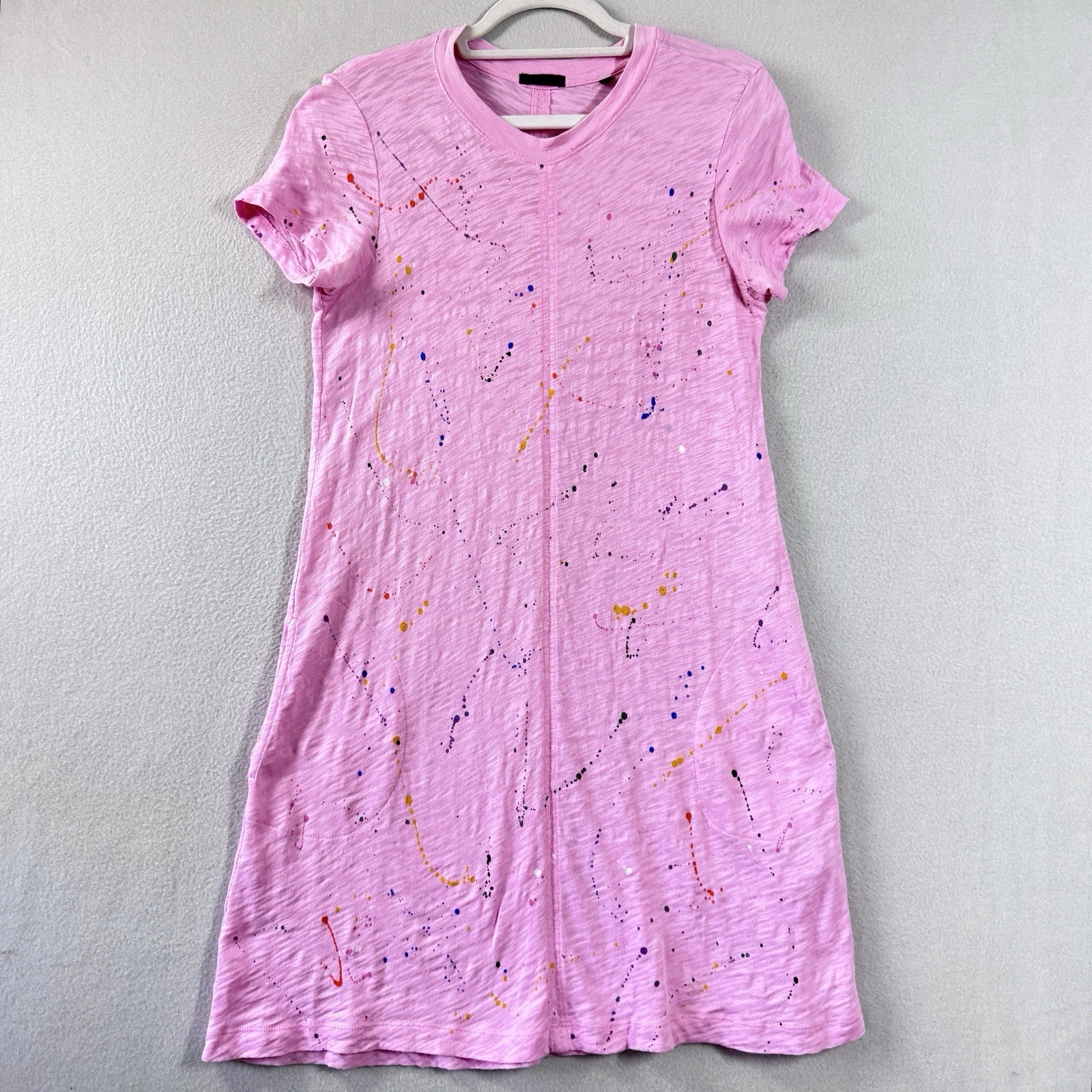 ATM Dress Womens Small Paint Splatter T-Shirt Dress Anthony Thomas Melillo Pink