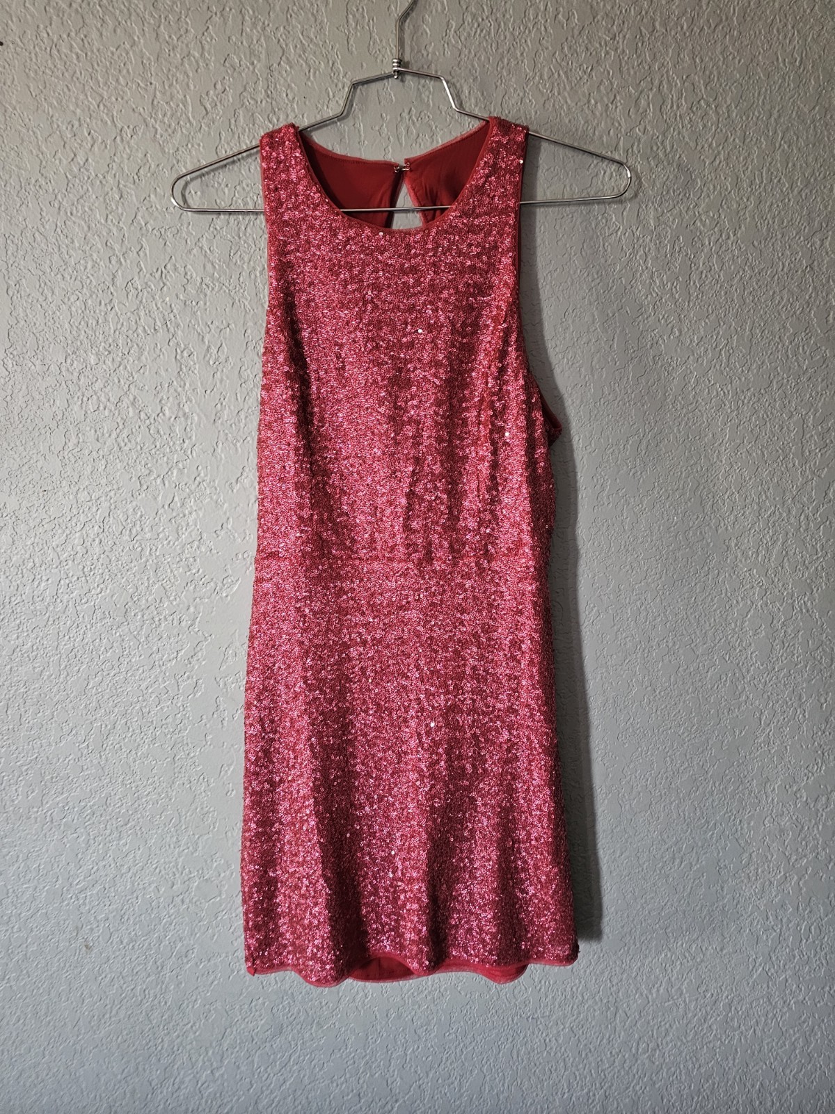 NBD x Naven Pink Sequin Round Neck Sleeveless Cutout Back Mini Dress M
