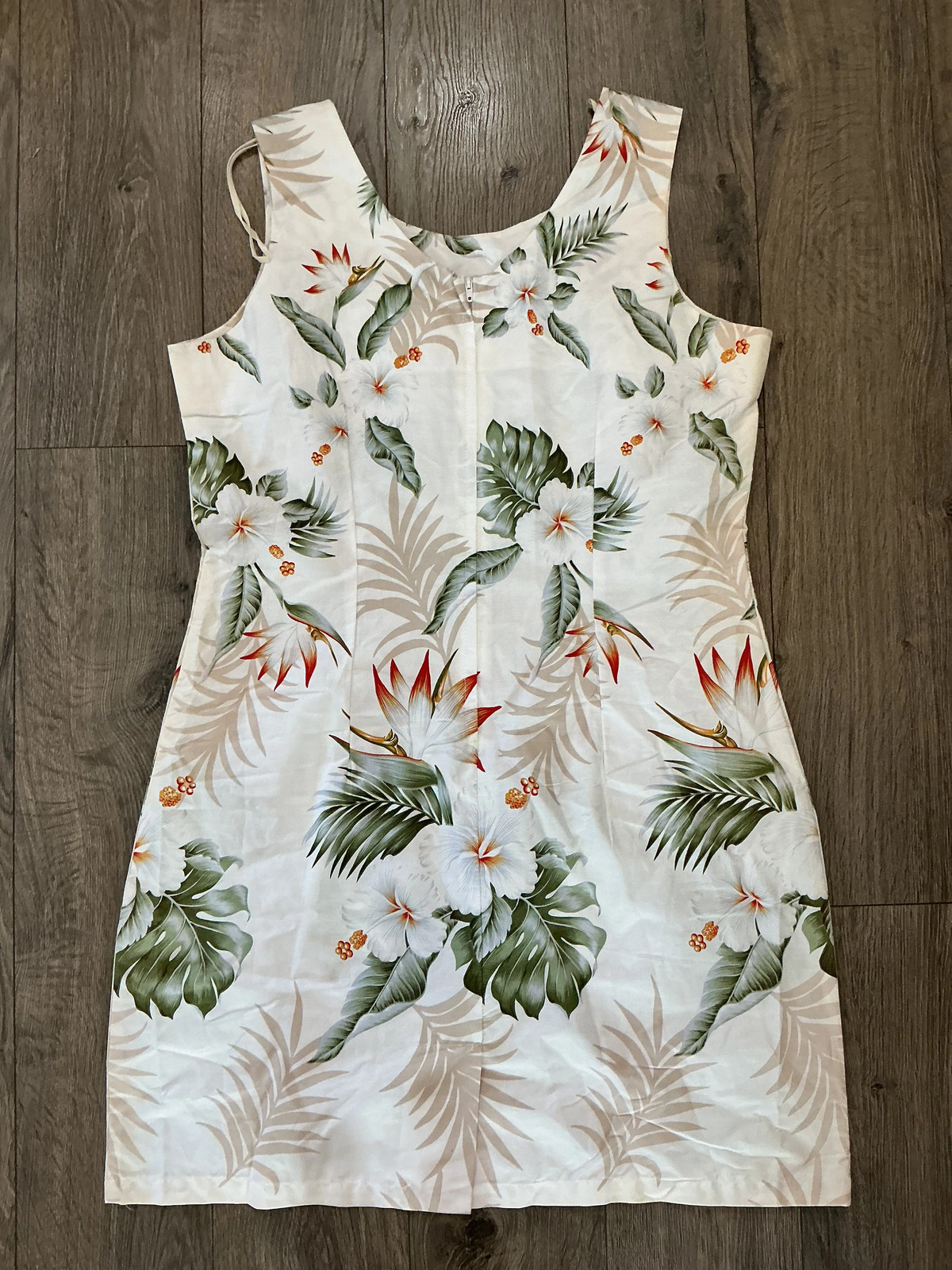 NWOT KY’s Hawaii Vintage Hibiscus Hawaiian Beige Mini Dress Size S, XL