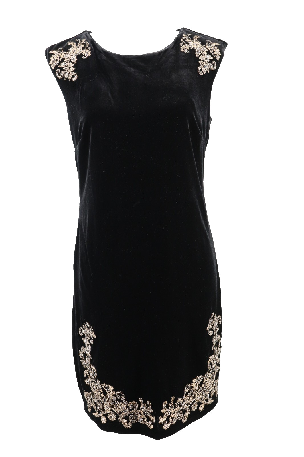 WHBM Cocktail Dress Size Small Black Velvet Beaded Sequins Embroidered Event New