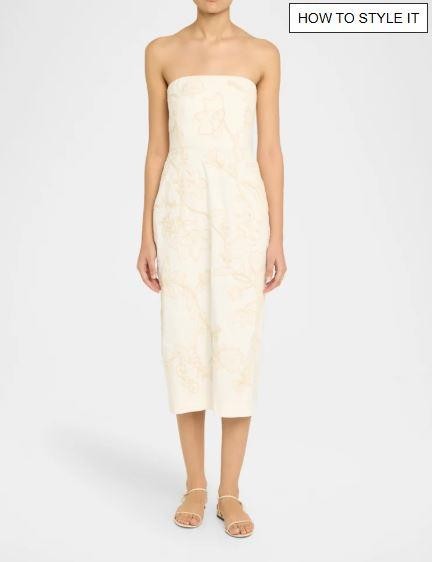 2025 NEW AUTHENTIC Veronica Beard Off White Netia Strapless Embroidered Dress