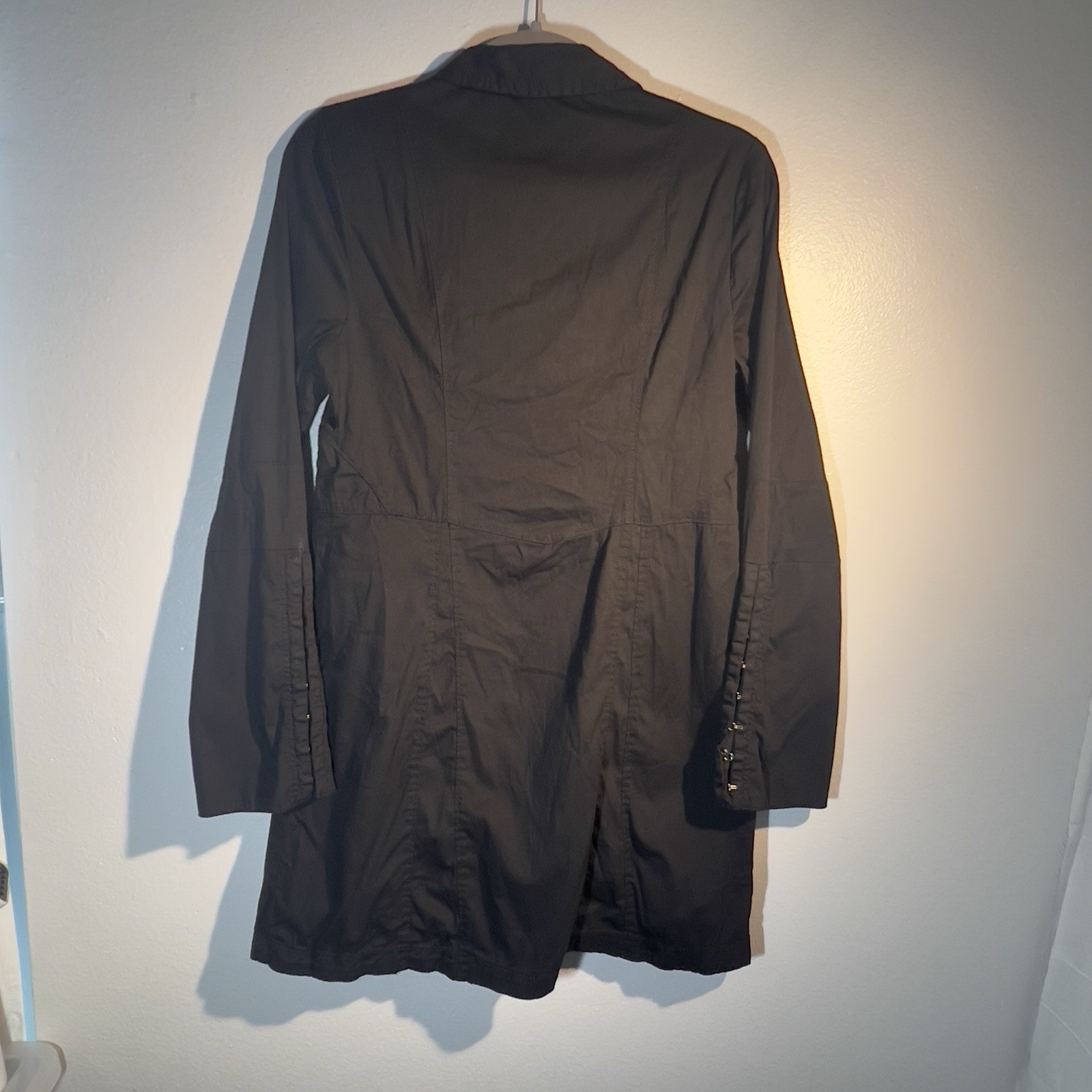Free People Black Long Sleeve Snap Button Down Shirt Dress M Boho Goth