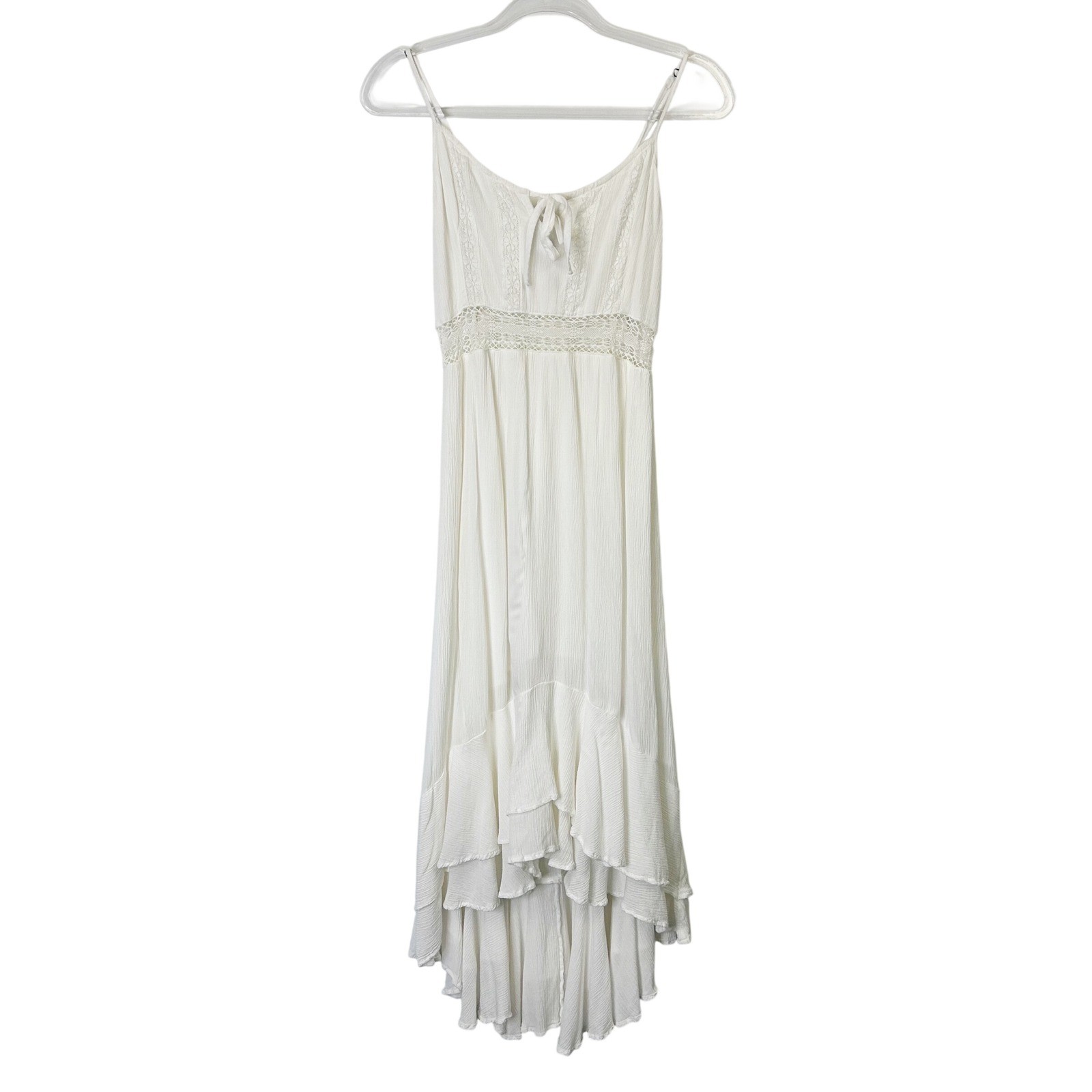 Abercrombie Fitch White Smocked High Low Maxi Dress Women’s Small Boho Cottage