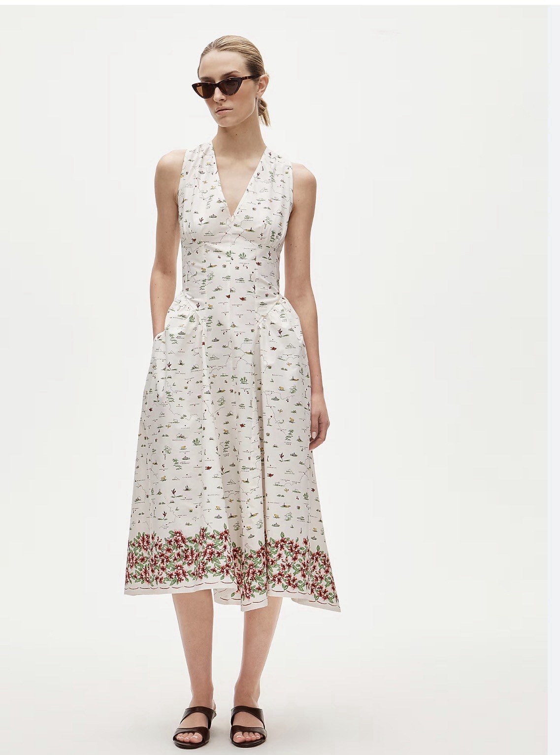 J CREW SIZE 2P V-neck dress in Map Print CT664