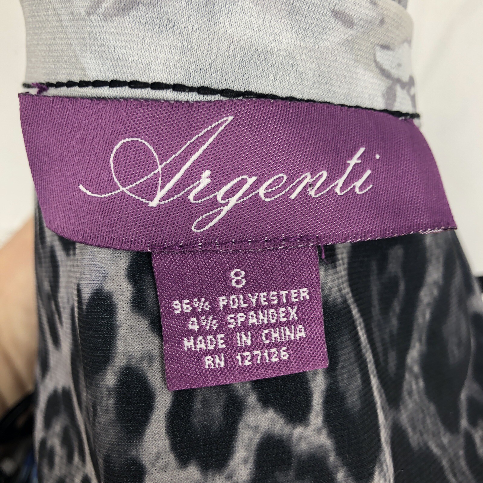 Argenti Blue Gray Black Sequin Rings Floral Animal Print Sleeveless Dress 8