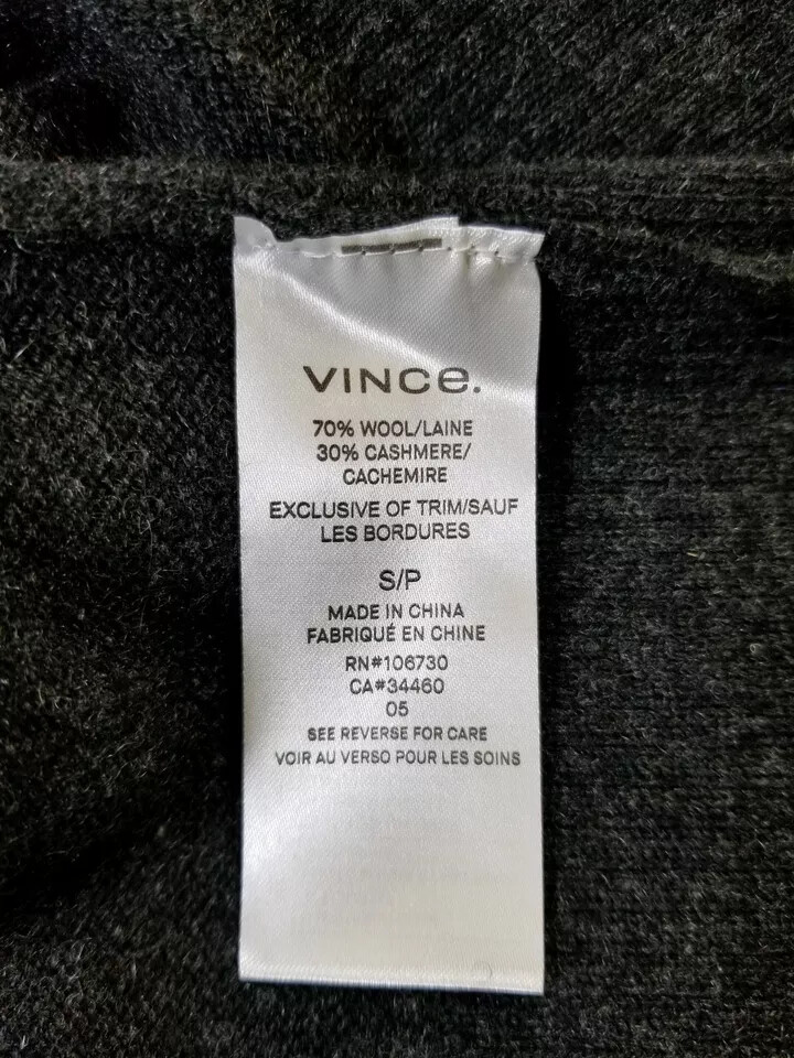 NWT Vince Wool Cashmere Blend Knit Midi Dress in Dark Grey Size S $395