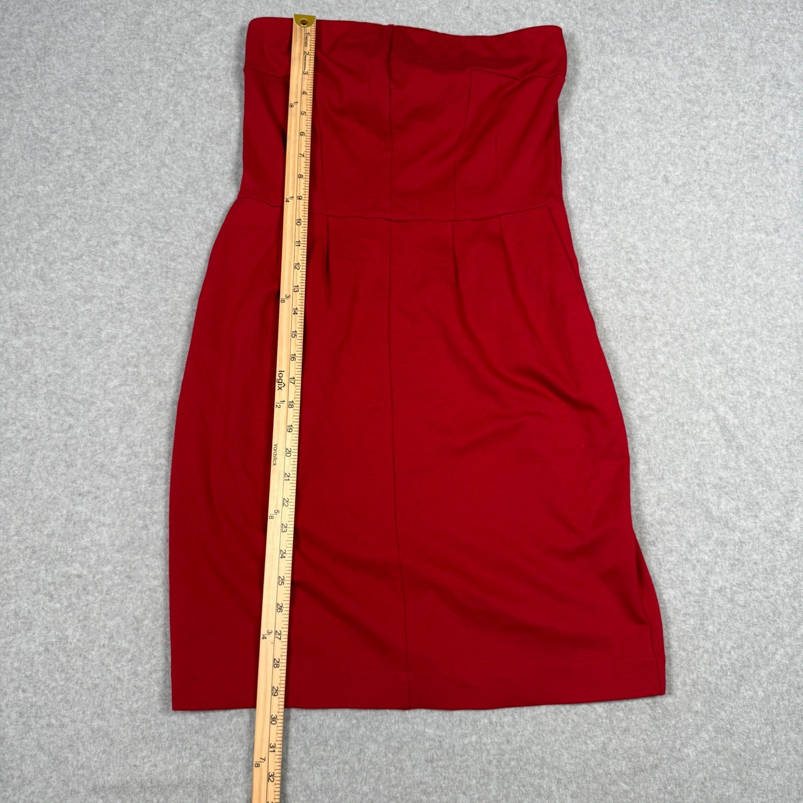Express Womens Red Strapless Ponte Knit Sheath Cocktail Dress Size M RN 55285