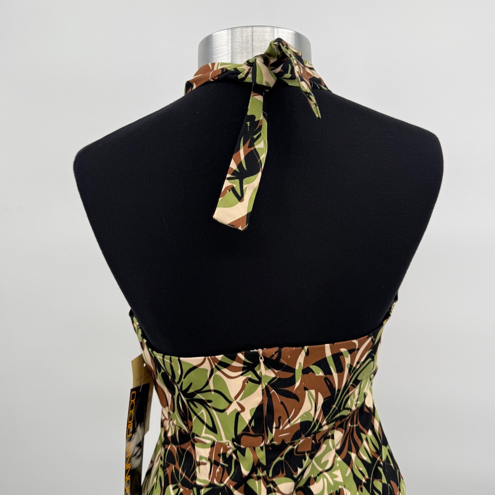 Donna Ricco New York Abstract Leaf Halter Midi Dress Women’s Size 10