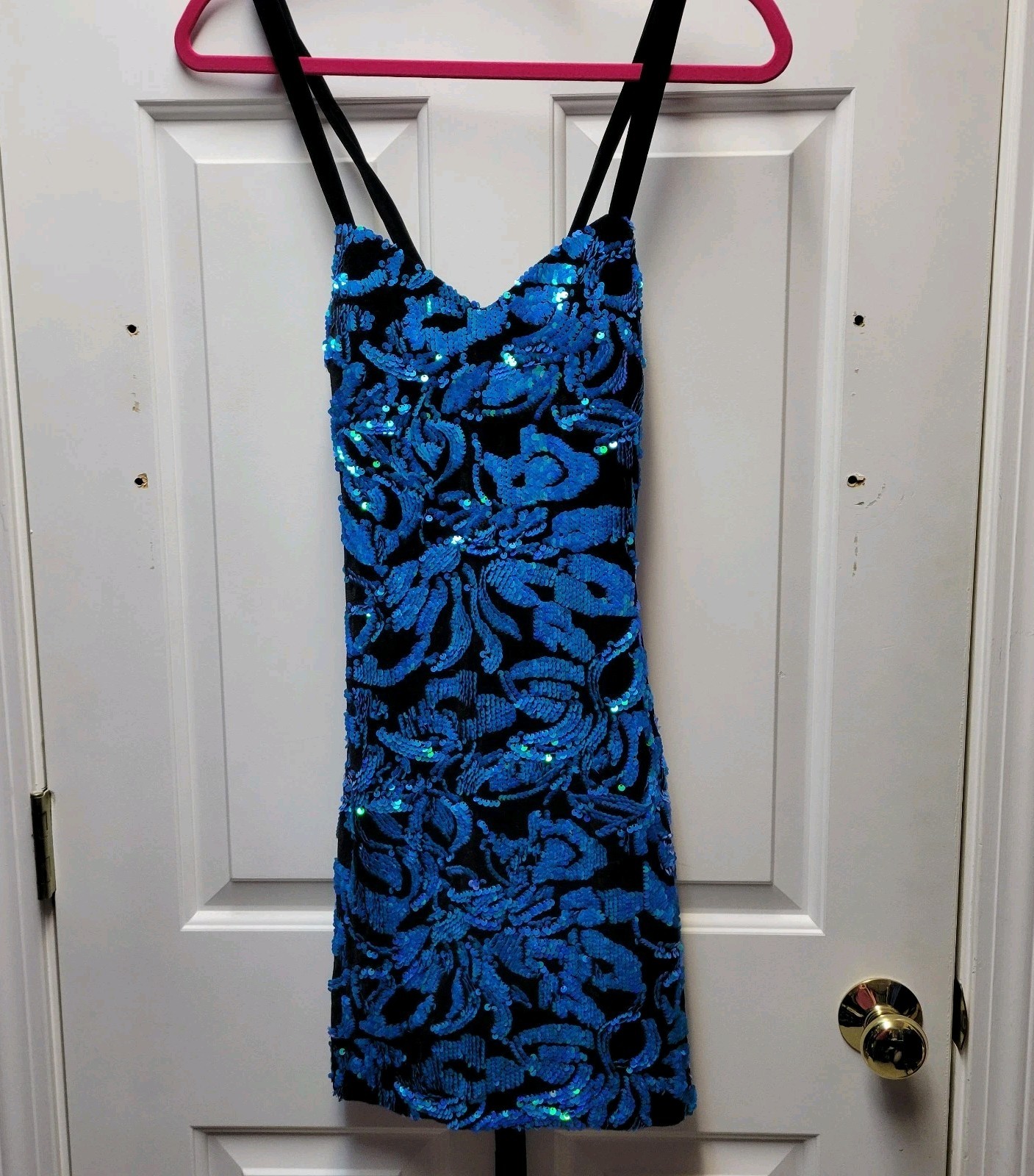 Blondie Nites Sequin Dress Blue Green Black Size 1 NEW