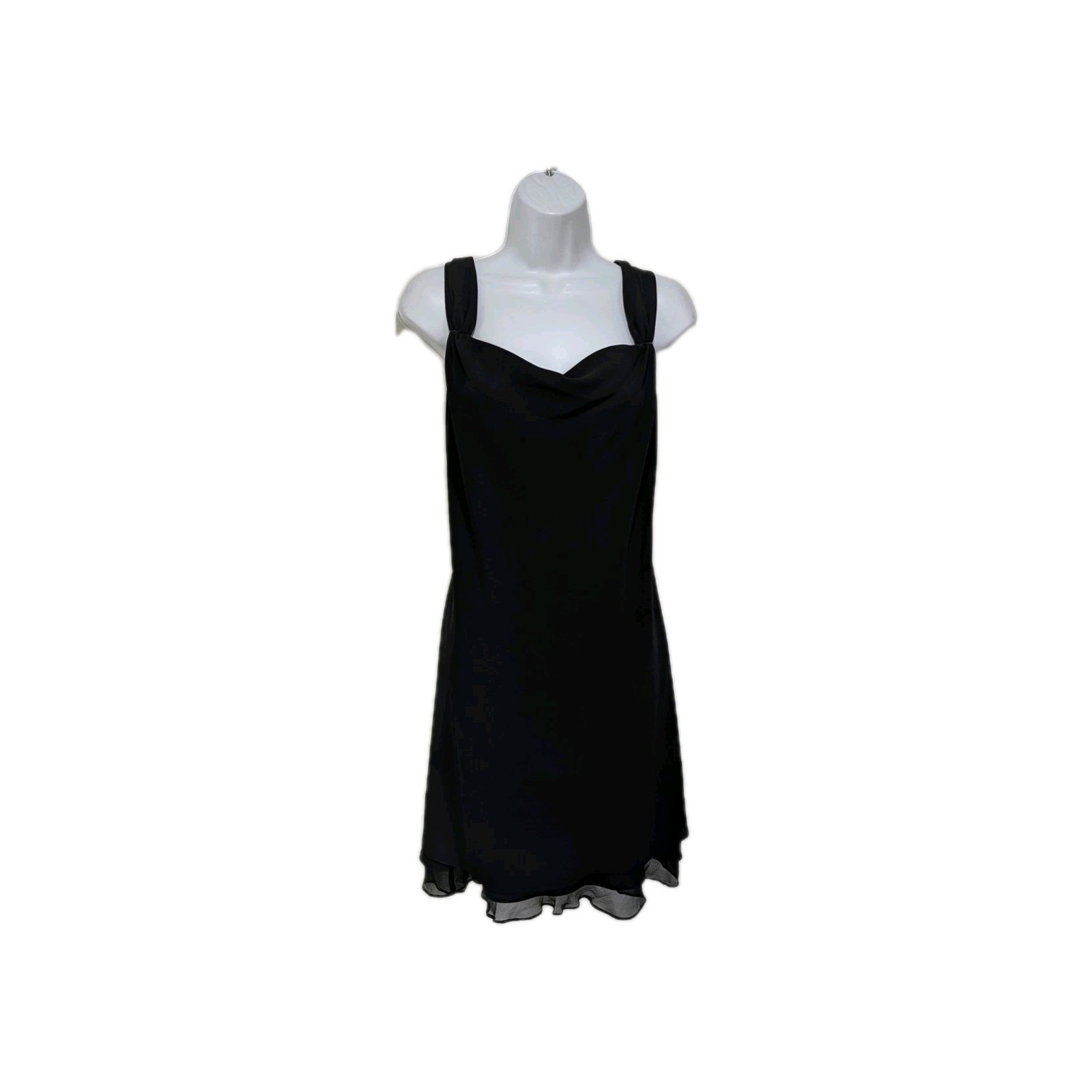 Jones New York Black Sheath Dress Womens 8 Silk Flutter Hem Whimsigoth #8
