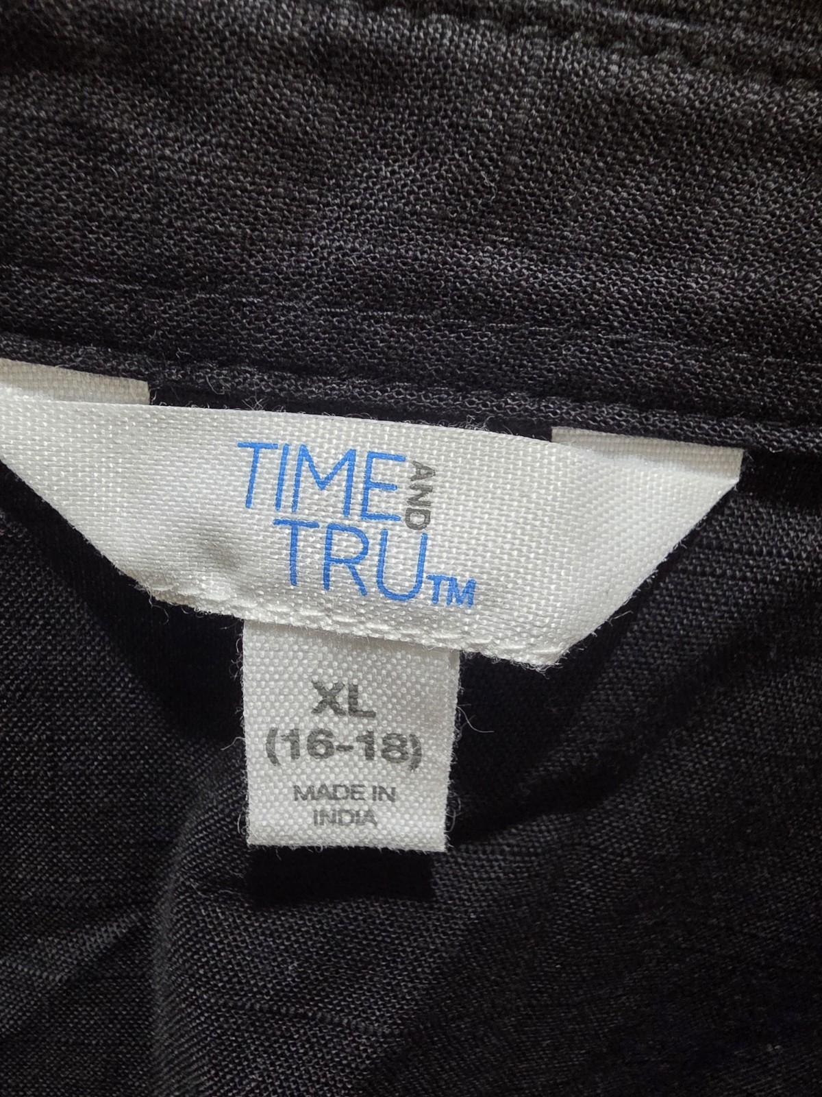 Time and Tru Women’s Tie Front Button Down Shirt Dress, Size XL, Black NWT 🔥