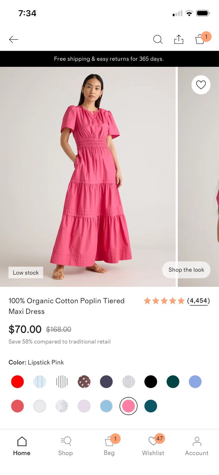 Quince 100% Organic Cotton Poplin Tiered Maxi Dress Lipstick Pink size Small