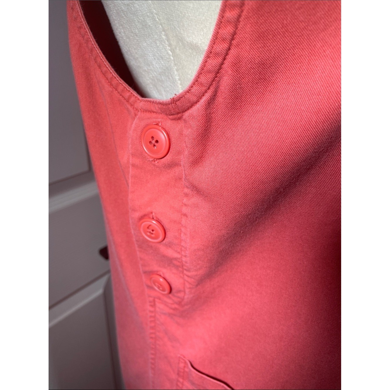 Eddie Bauer Sleeveless Coral Button-Side Pocket Pinafore Dress Size Medium P