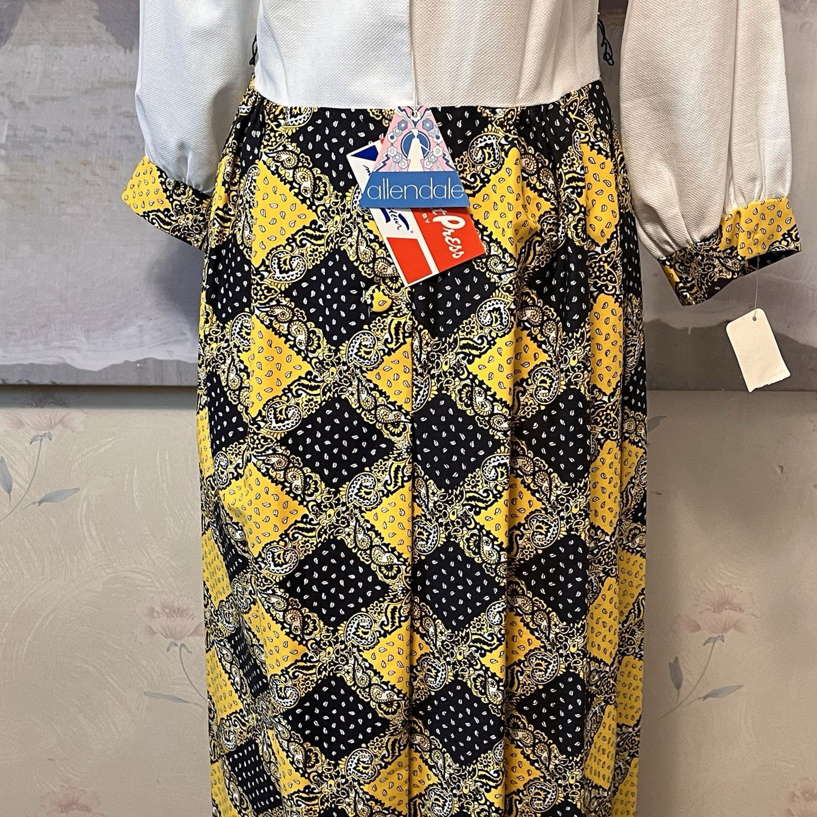 Vtg 60’s Allendale Maxi Dress NWT Womens Size 14 Geometric A-Line Colorful Boho