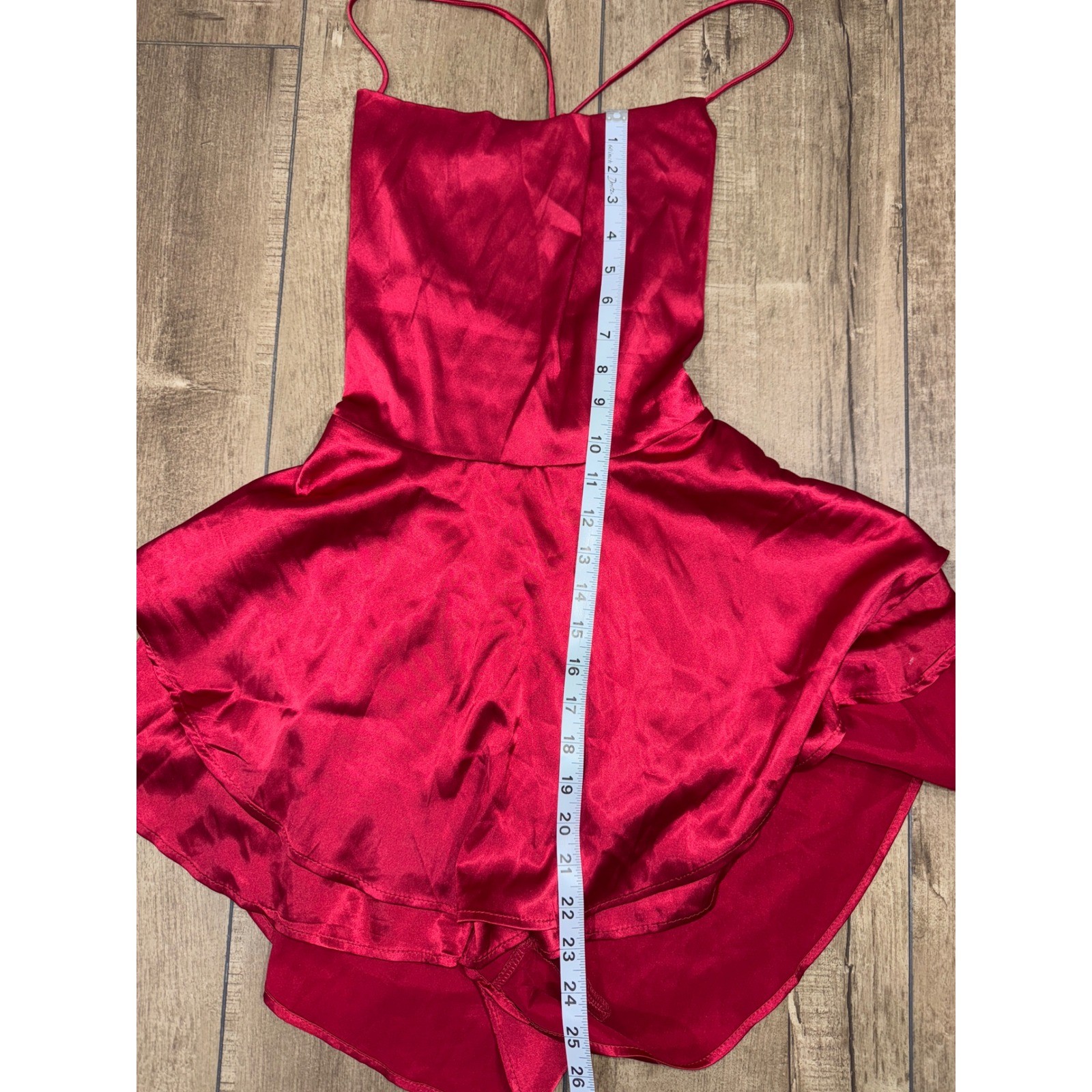 Satin Spaghetti Strap Lace Up Back Mini Dress party formal