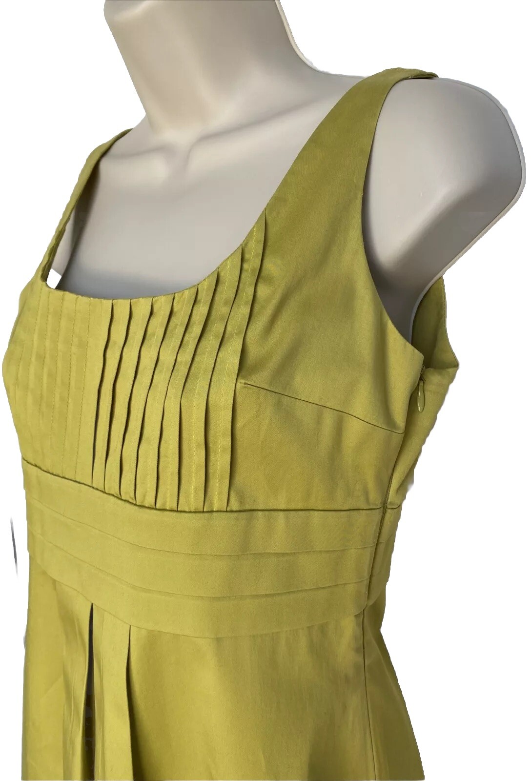 Moschino Cheap & Chic Chartreuse Sleeveless Cotton Pleated A line Dress 6 Modern