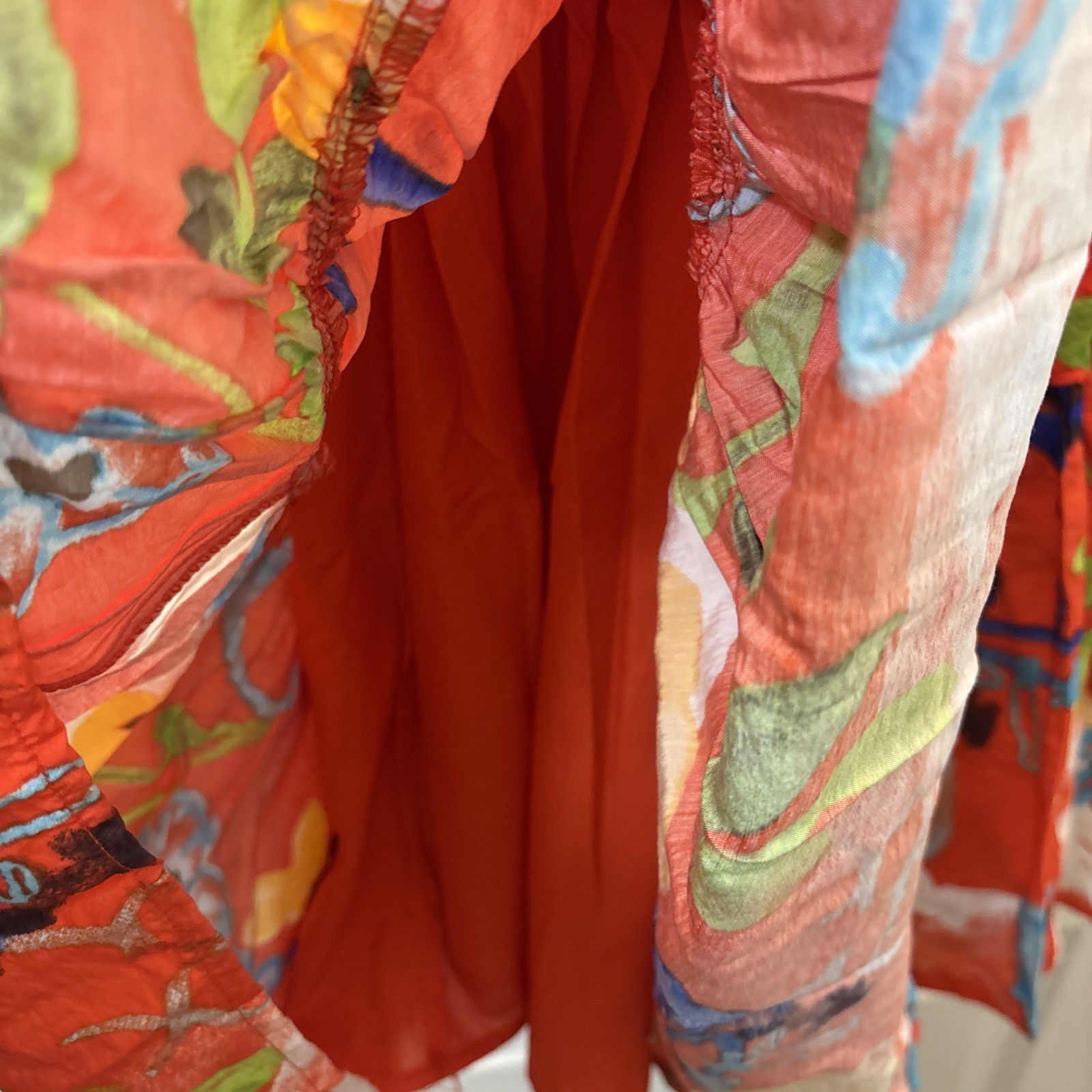 VICI Sleeveless Tiered Mini Dress Red Orange Adj Straps Floral size XS NEW