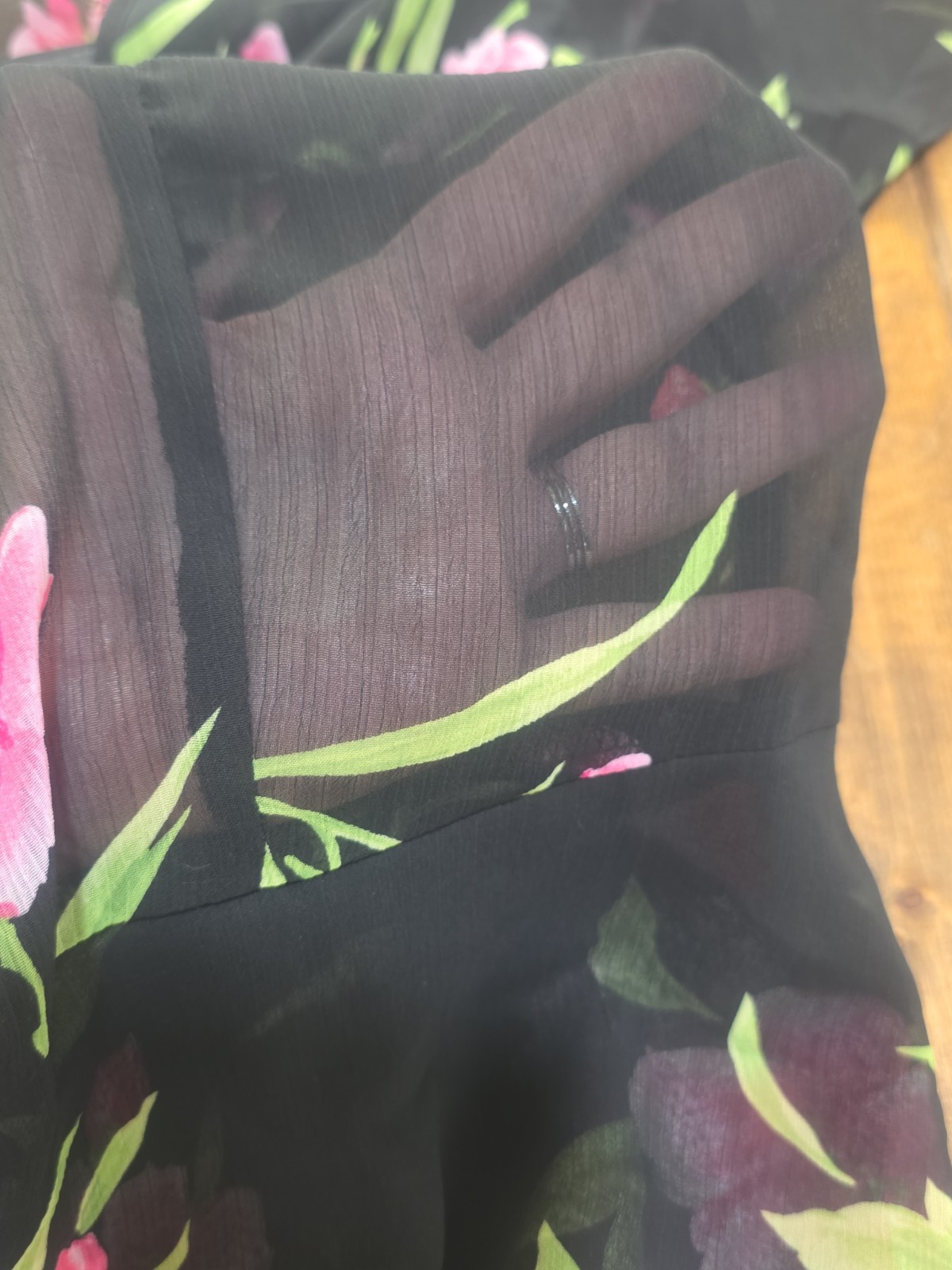 Vtg Studio 1 One Fairy Sheer Tank Maxi Dress Jacket 2pc Blk Pink Floral Sz 10