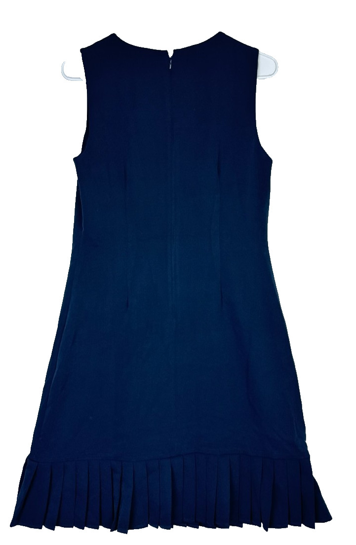 Tommy Hilfiger Shift Dress 6 Navy Pleated Mini Gold Button Jersey NWT $119