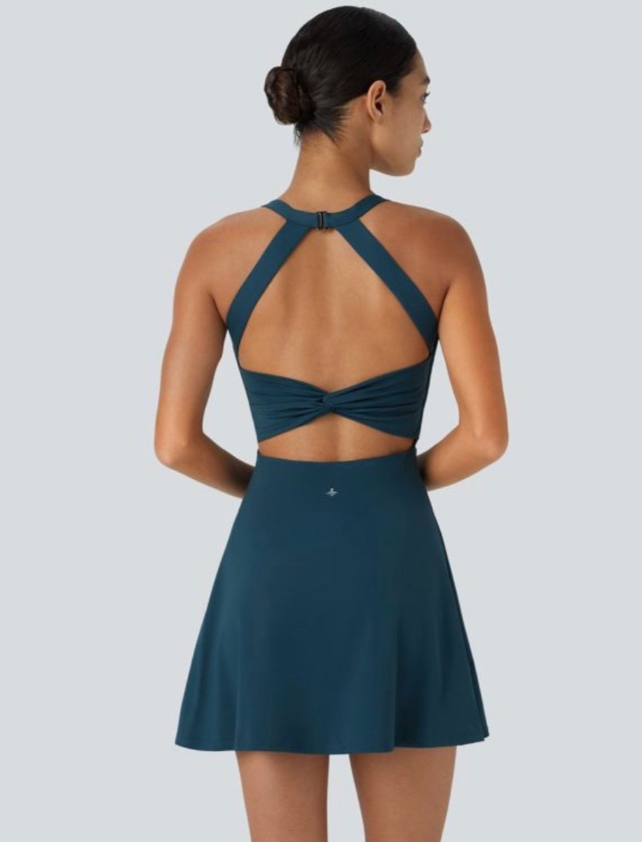 Halara Athletic Dress S Blue Softlyzero Airy Twisted Easy Peezy Dance Active NWT