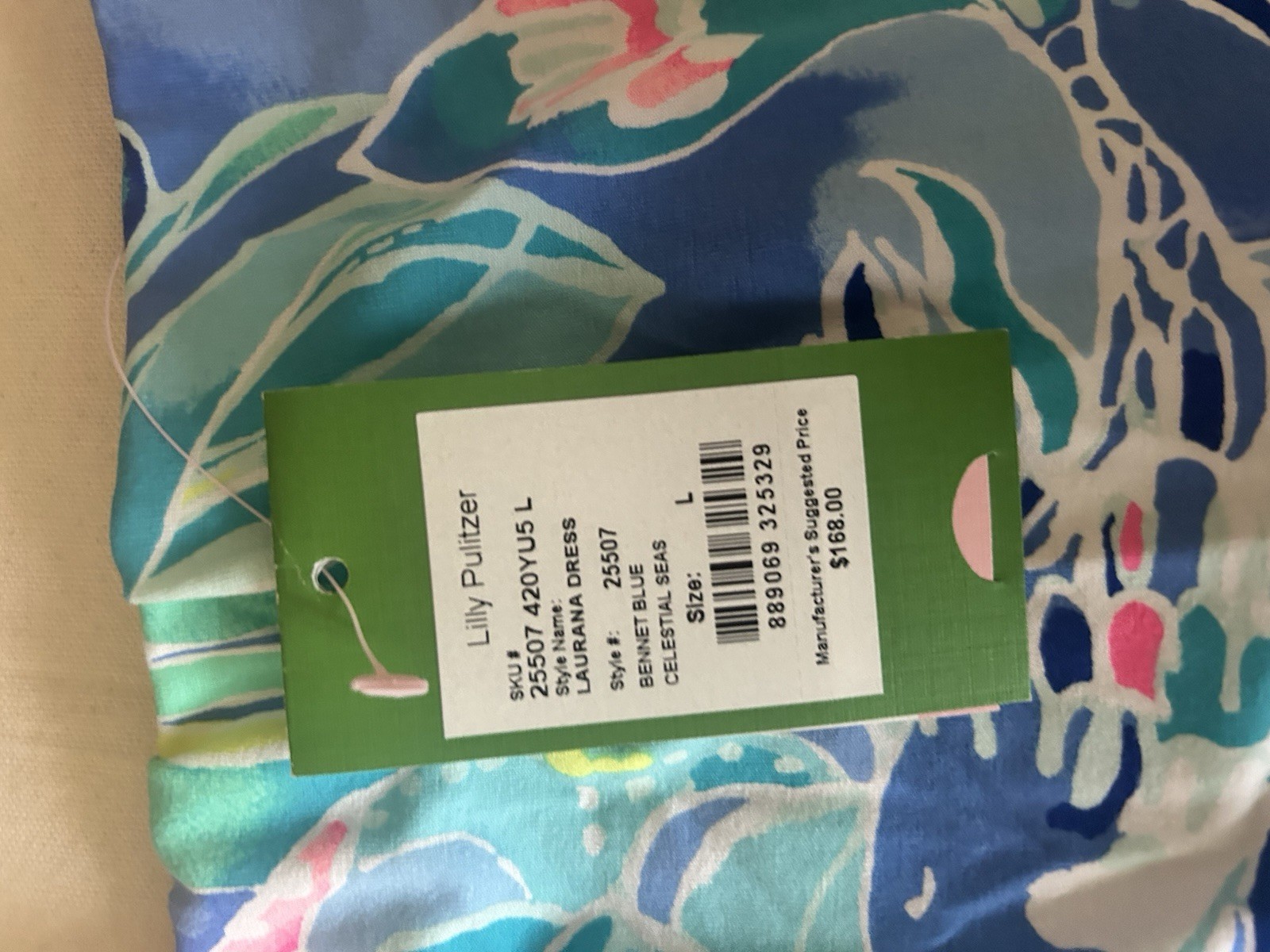 NWT Lily Pulitzer Laurana Off Shouder Dress Bennet Blue Celestial Seas Sz L