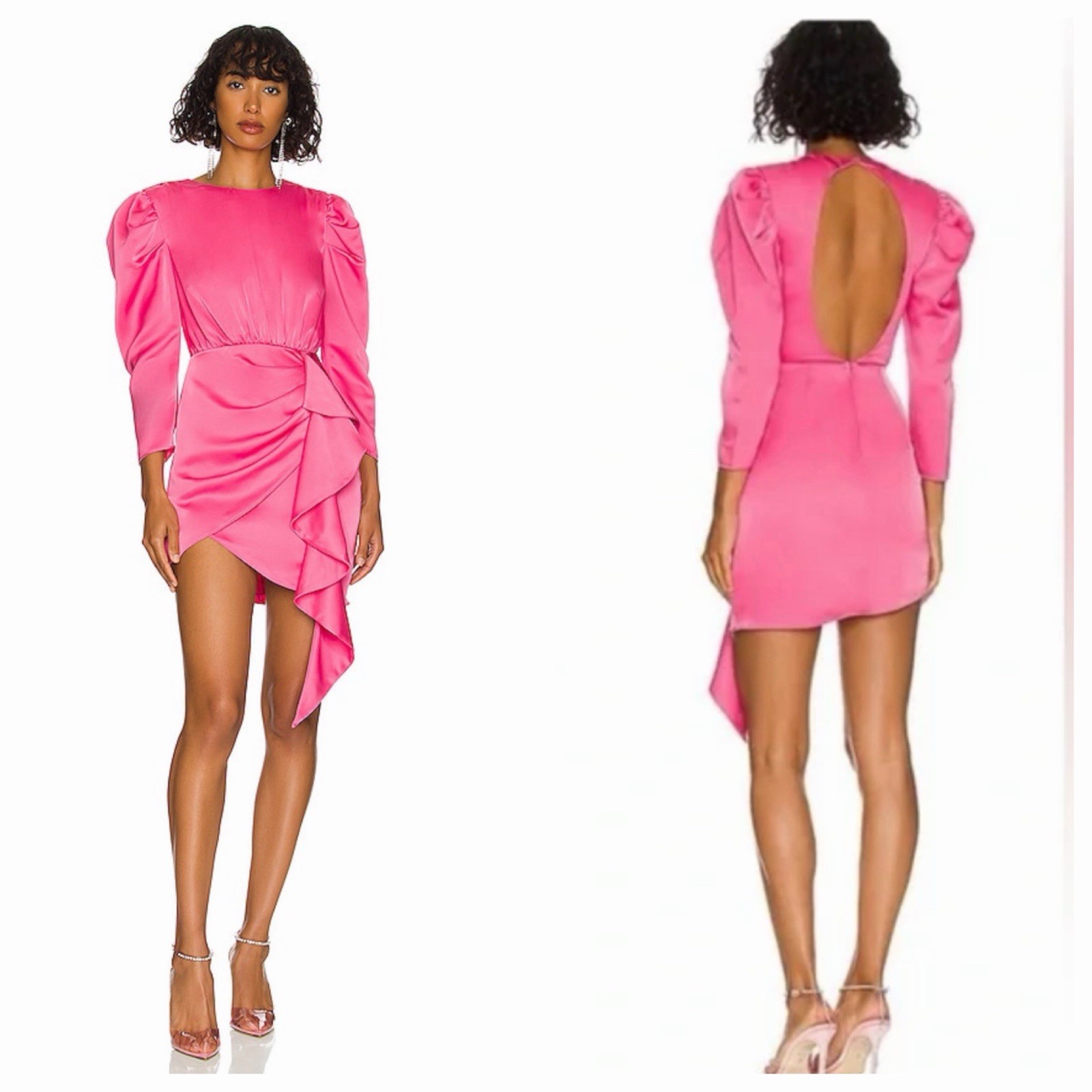 NBD Pandora Revolve Dress Pink Satin Open Back Mini Dress size Small