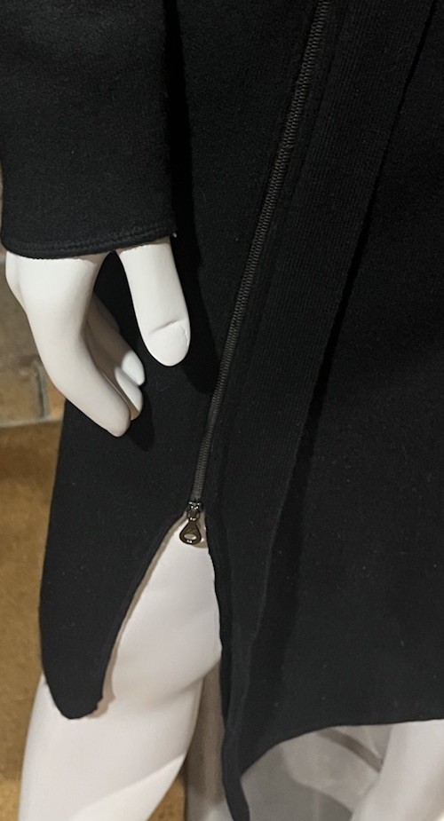 Oscar de la Renta Black Wool Cashmere Blend Dress Drape Neck Side Zip Size M