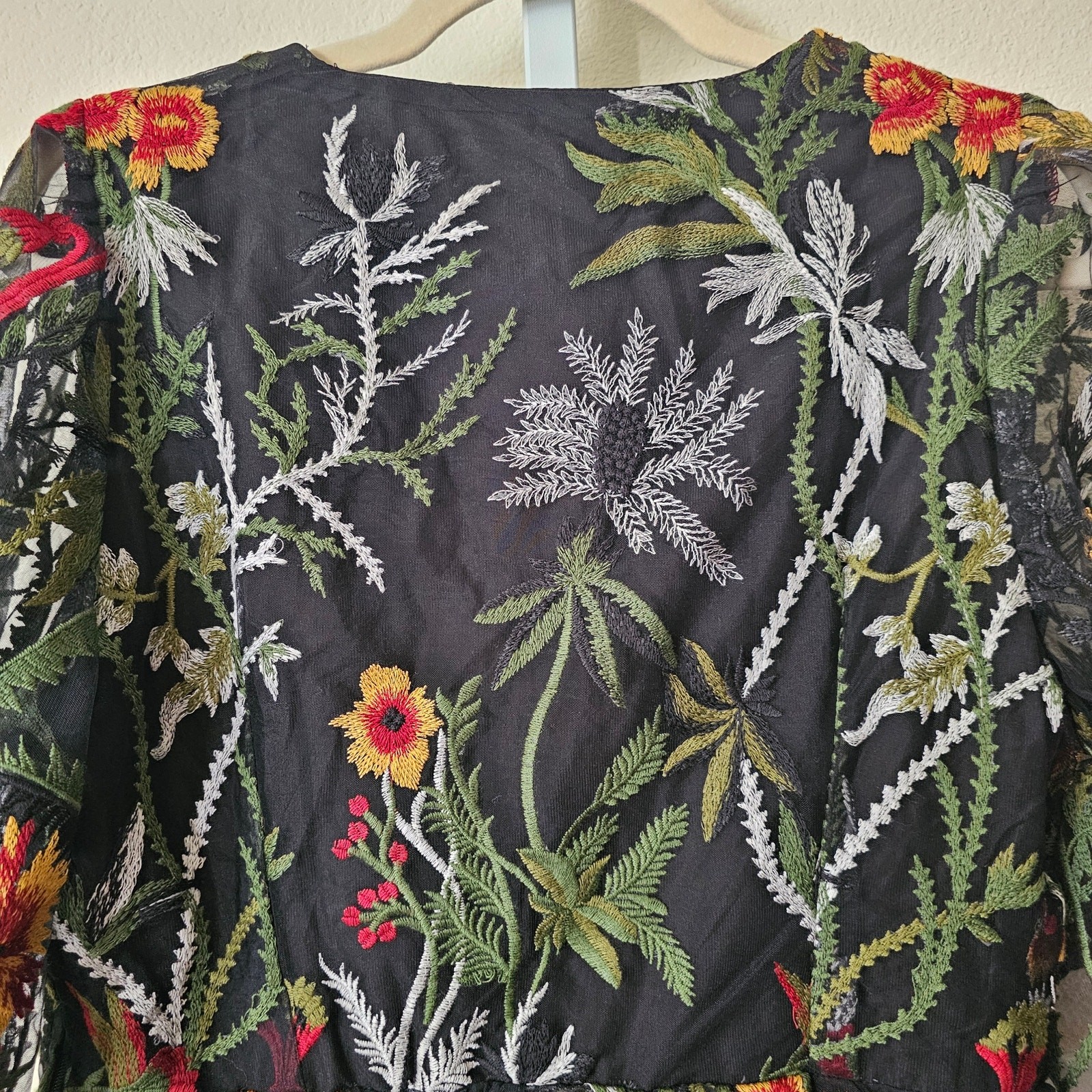 DISTURBIA NWT Wildflower Embroidered Floral Boho Goth Mesh Mini Dress Sz US 8