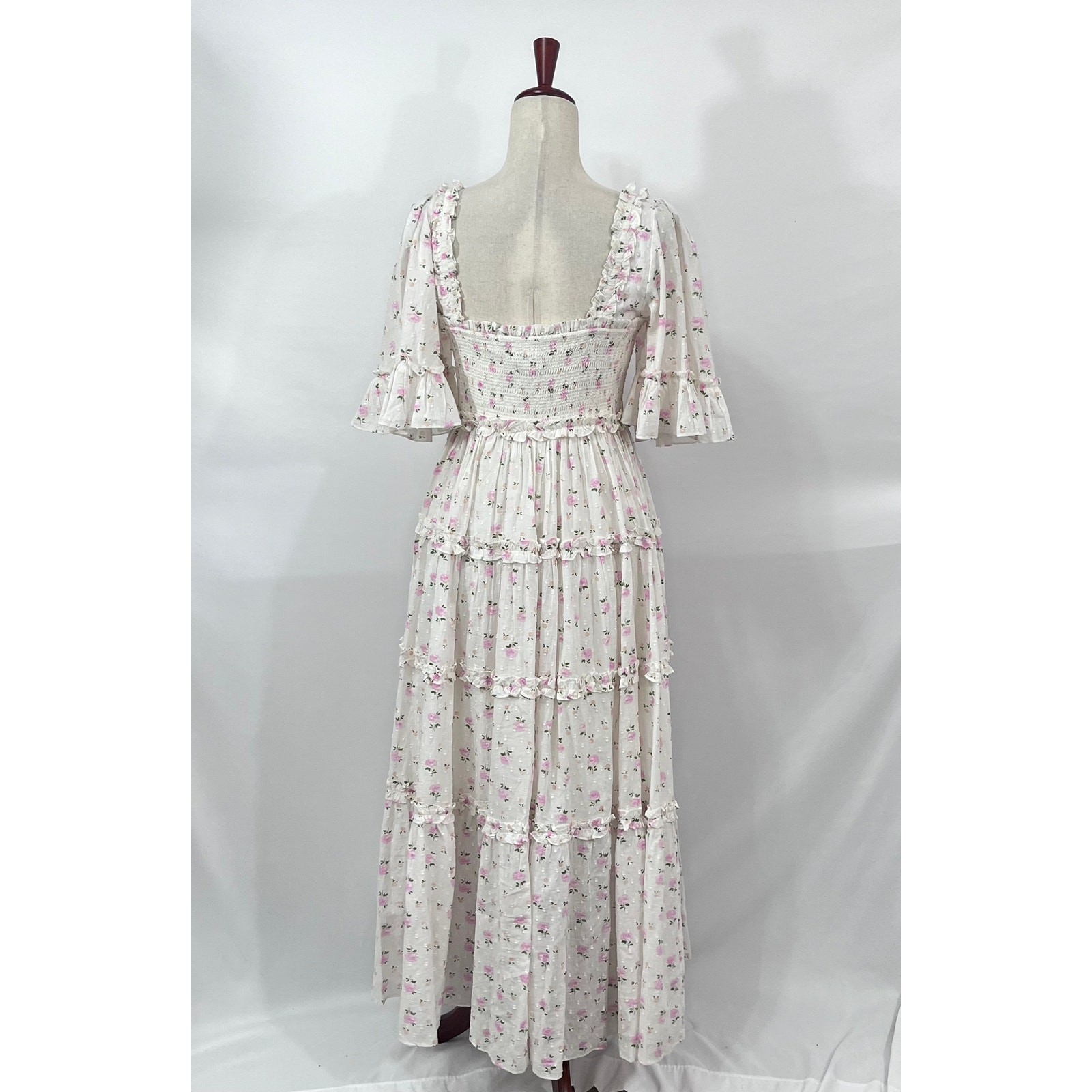 NEEDLE & THREAD Sz 8 US Bijou Rose Smocked Day Ankle Gown Dress