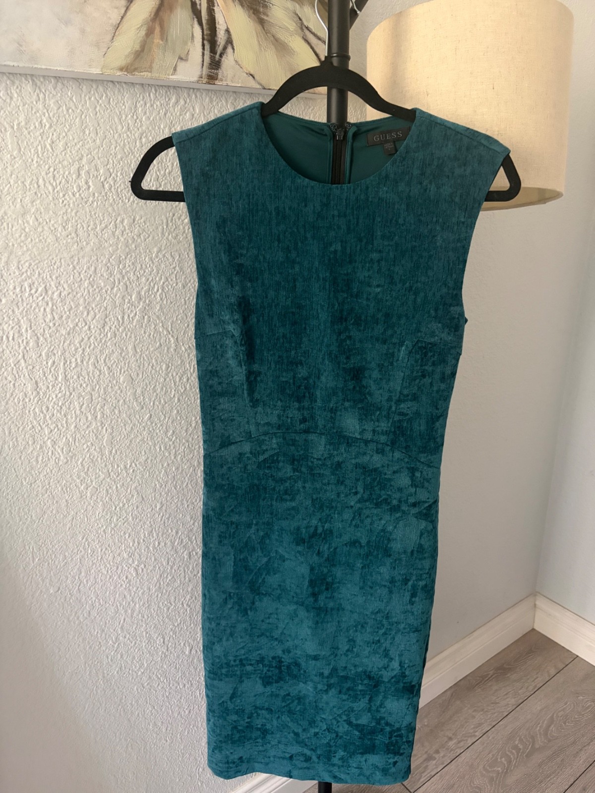 Guess Teal Velvet Sleeveless Midi Dress – Size Small (NEW without tags)