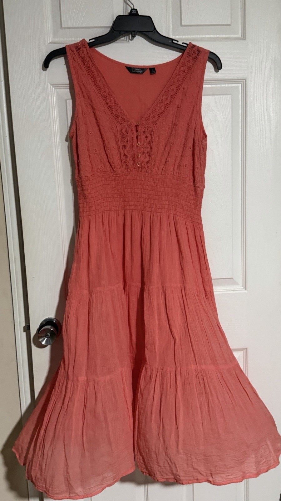 Mile Gabrielle Coral Cotton Sleeveless V neck Dress size Xl