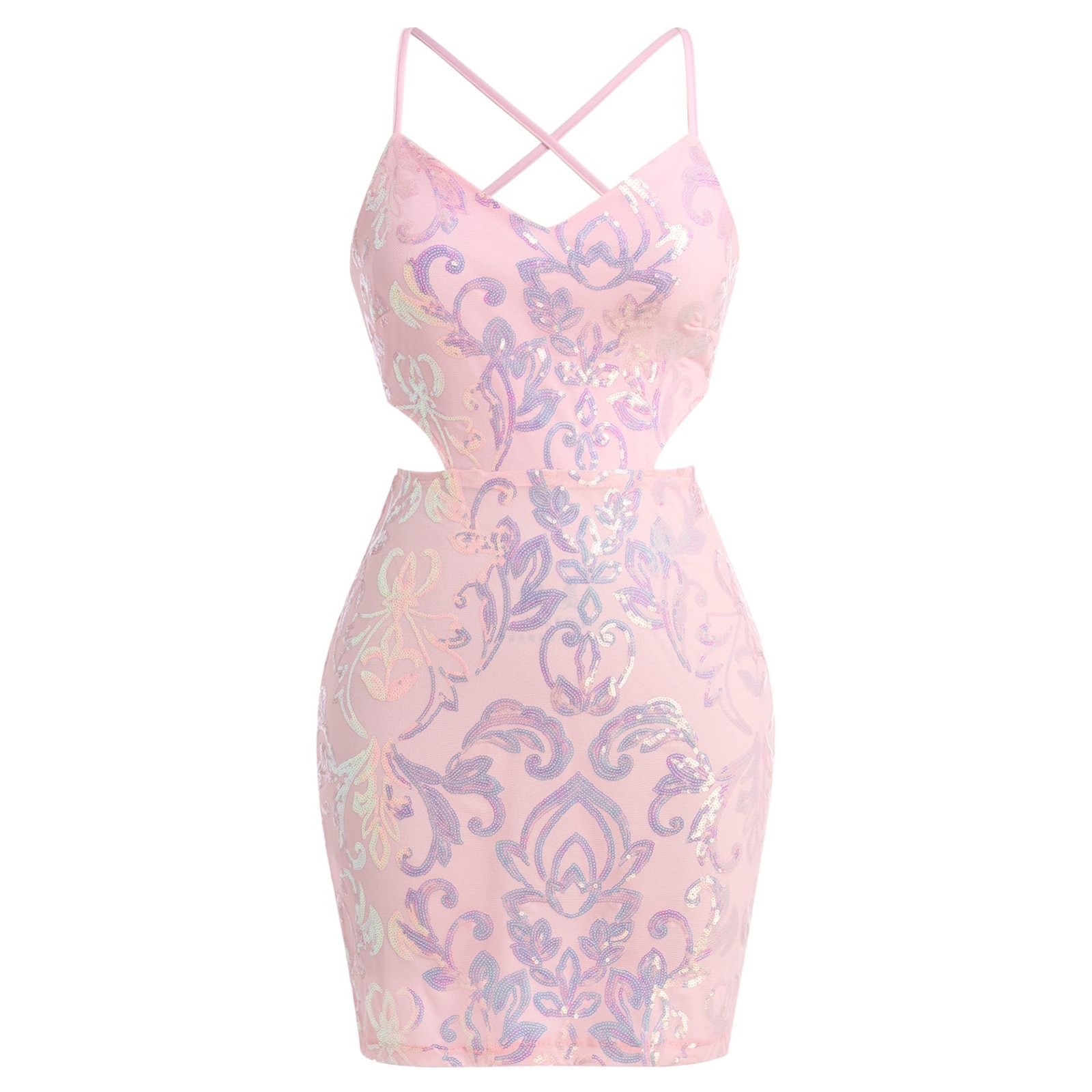 NWT Pink Sequin Formal TIE BACK Dress