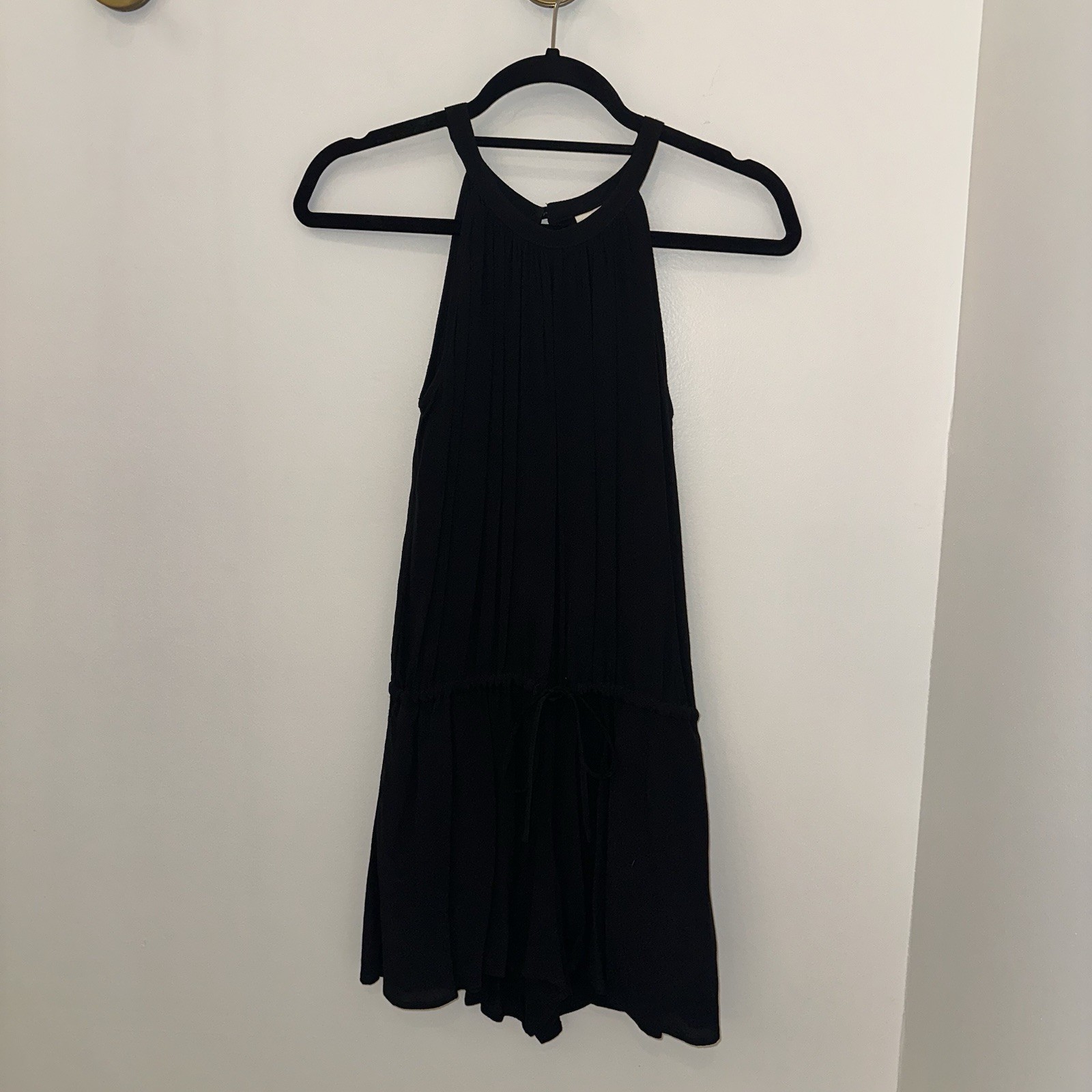 GAP Petite Black Halter Neck Drawstring Waist Dress XS Petite Flowy Viscose