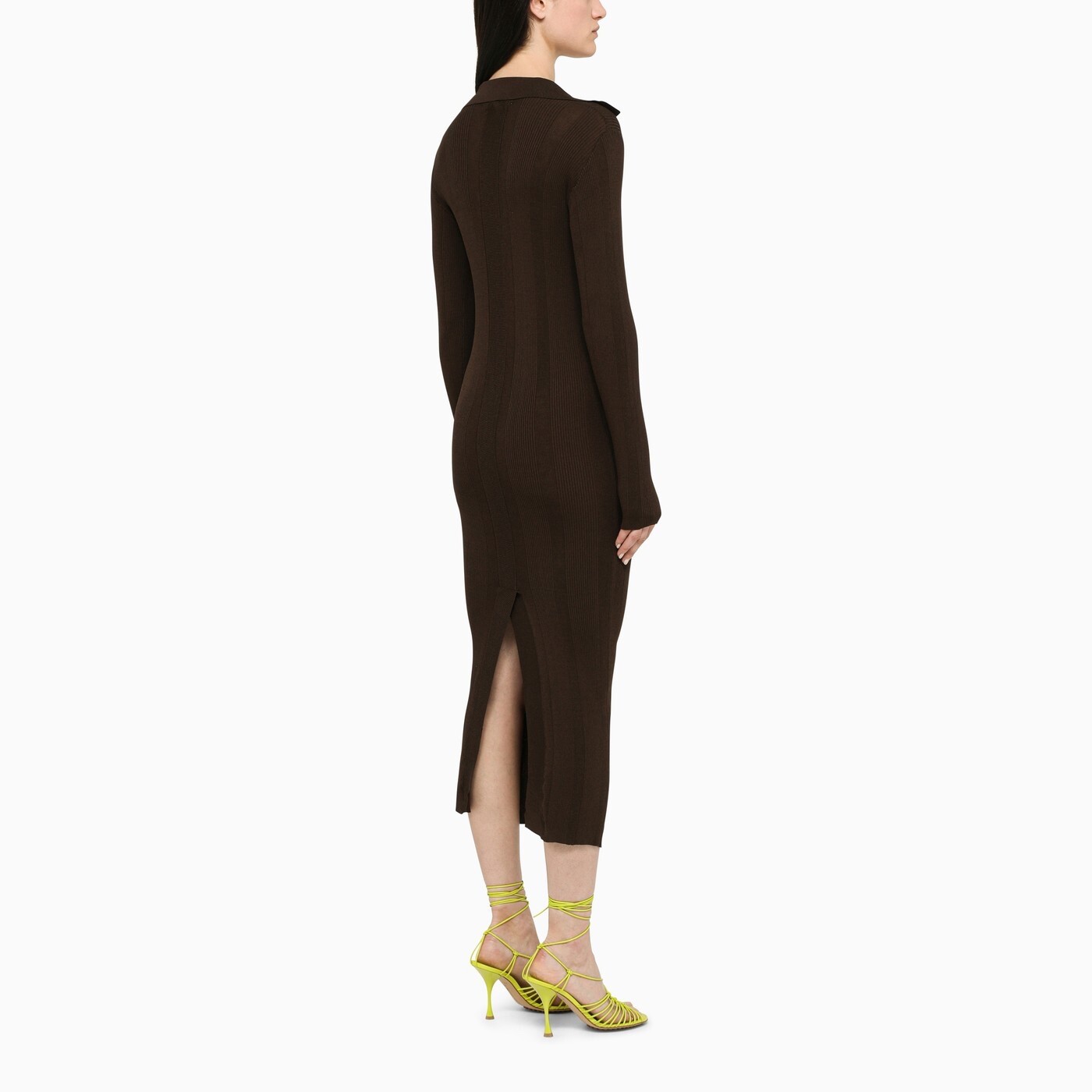 REMAIN Dress MIDI Birger Christensen Brown Viscose Nylon Sheath Dress SZ 6 New