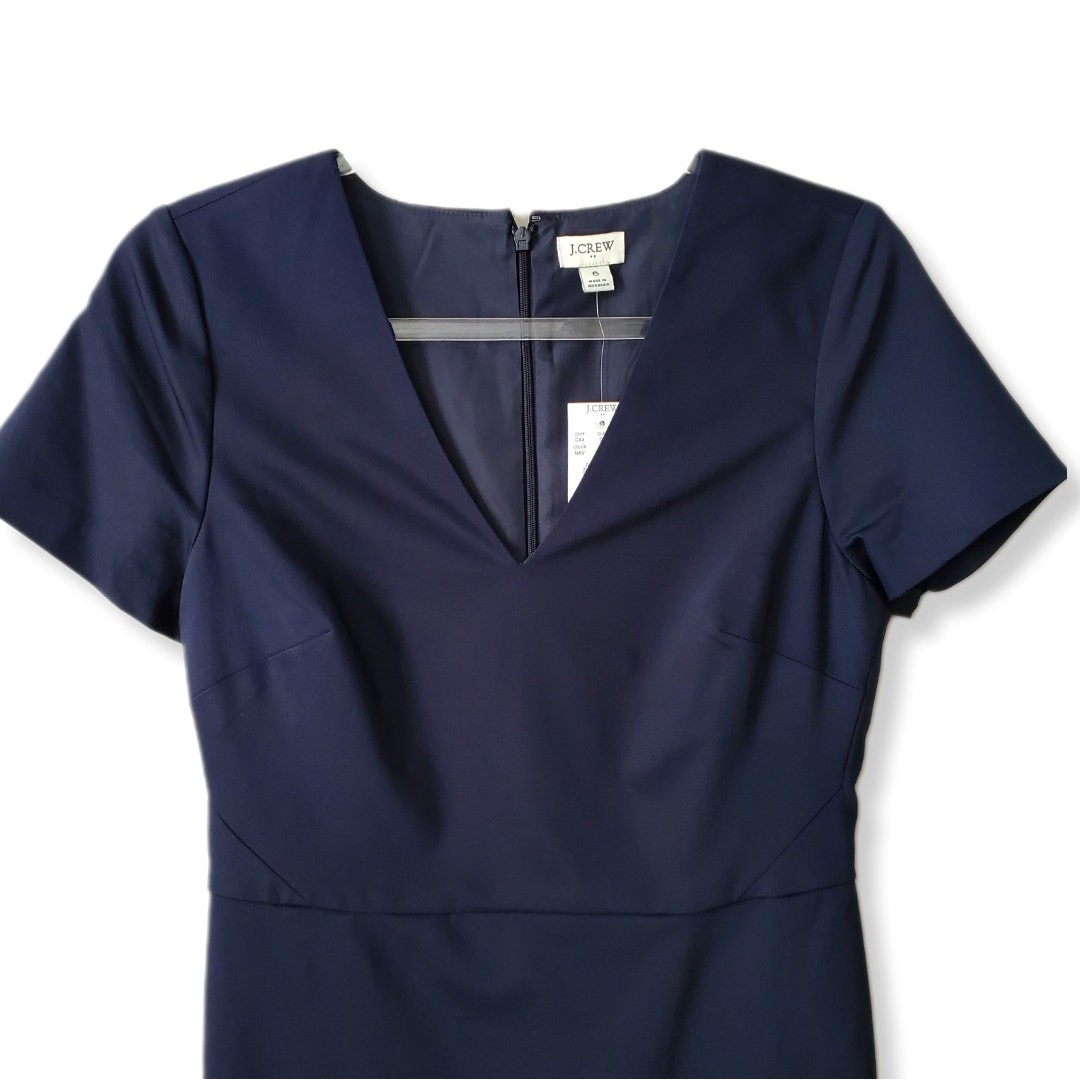 J Crew Navy Sheath Dress 6 Classic Modern Preppy Tailored Career Corporate NEW