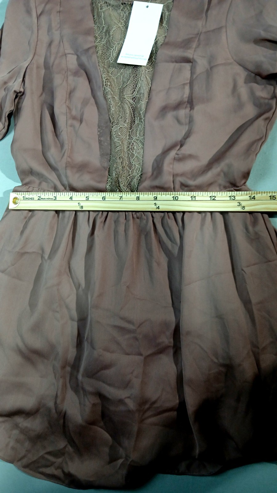 TOBI Lace Panel Bell Sleeve Mini Dress Womens M Mauve Blush Wedding Guest NWT