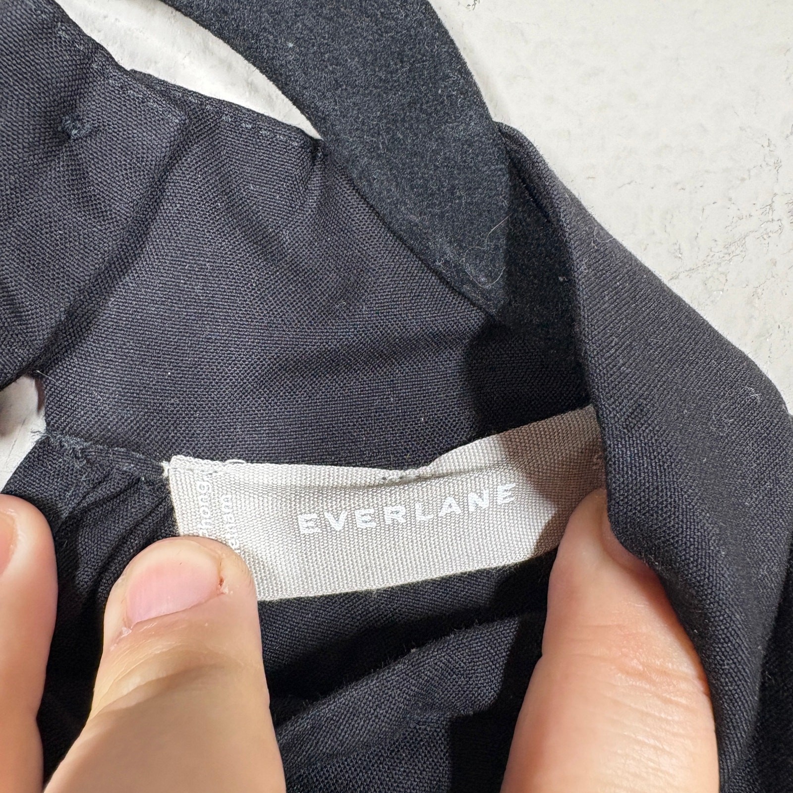 Everlane Small Mock Neck Tiered Midi Dress Black Cotton Side Pocket