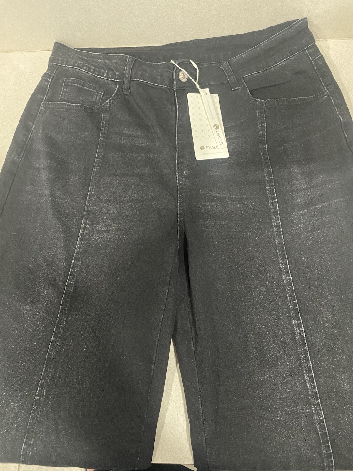 EVALESS Womens Baggy Jeans High Waist Straight Leg Wide Leg Stretchy Size 16