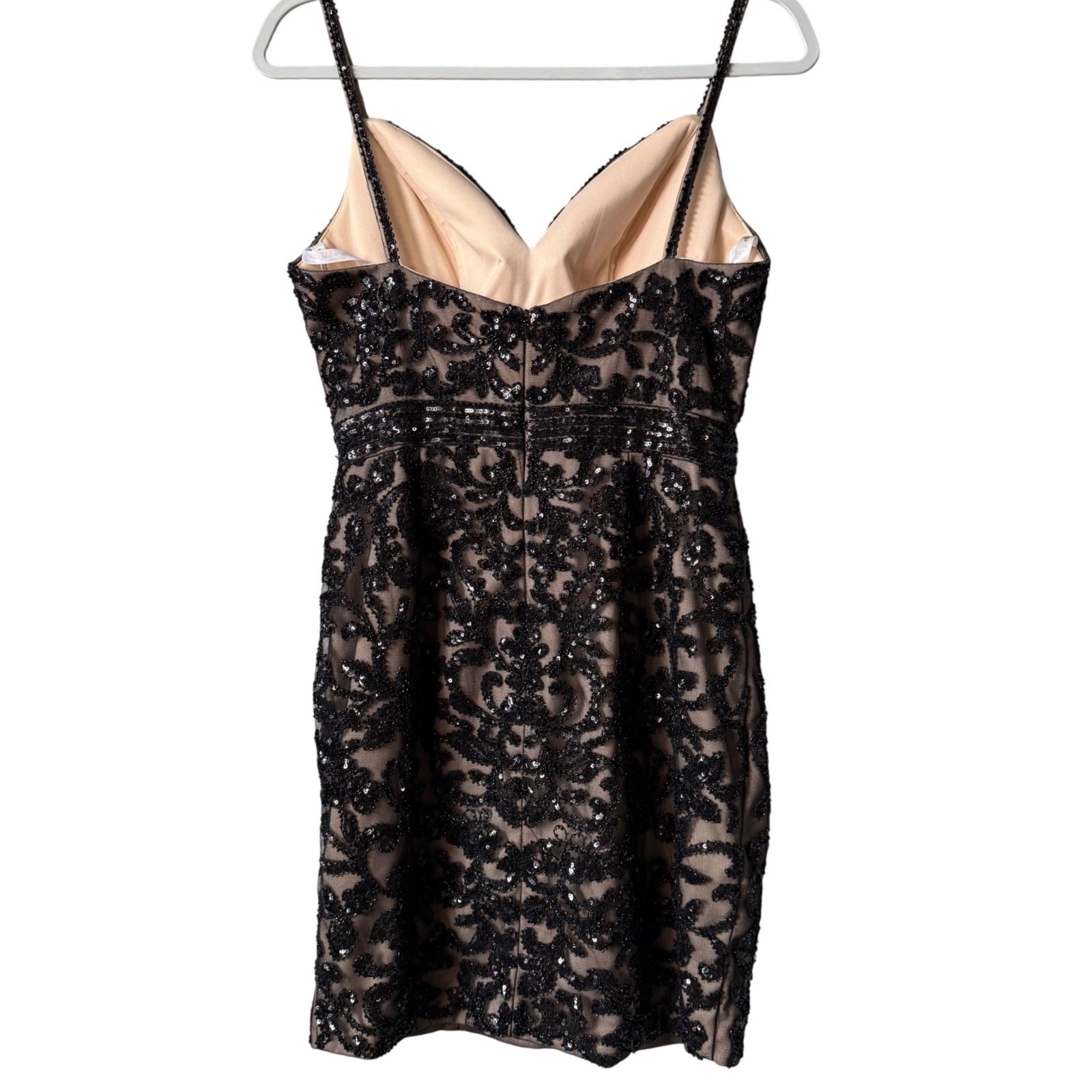 ELLE WILDE Mon Cheri Black Beaded Sequin Birthday Vegas Party Mini Dress Size 10