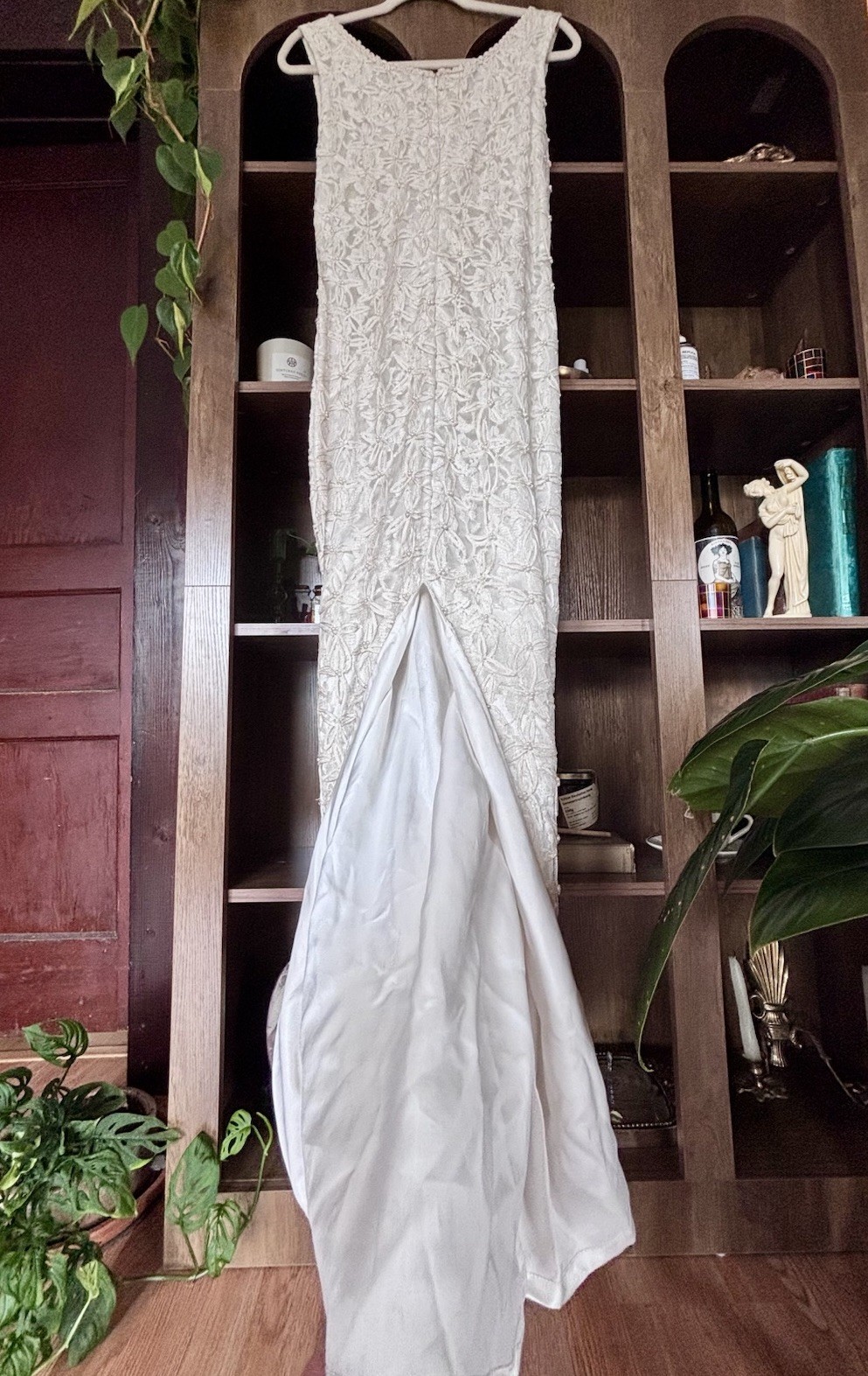 Scala Ivory Floral Lace Mermaid Long Dress S Beaded Embroidered Scoop Lined