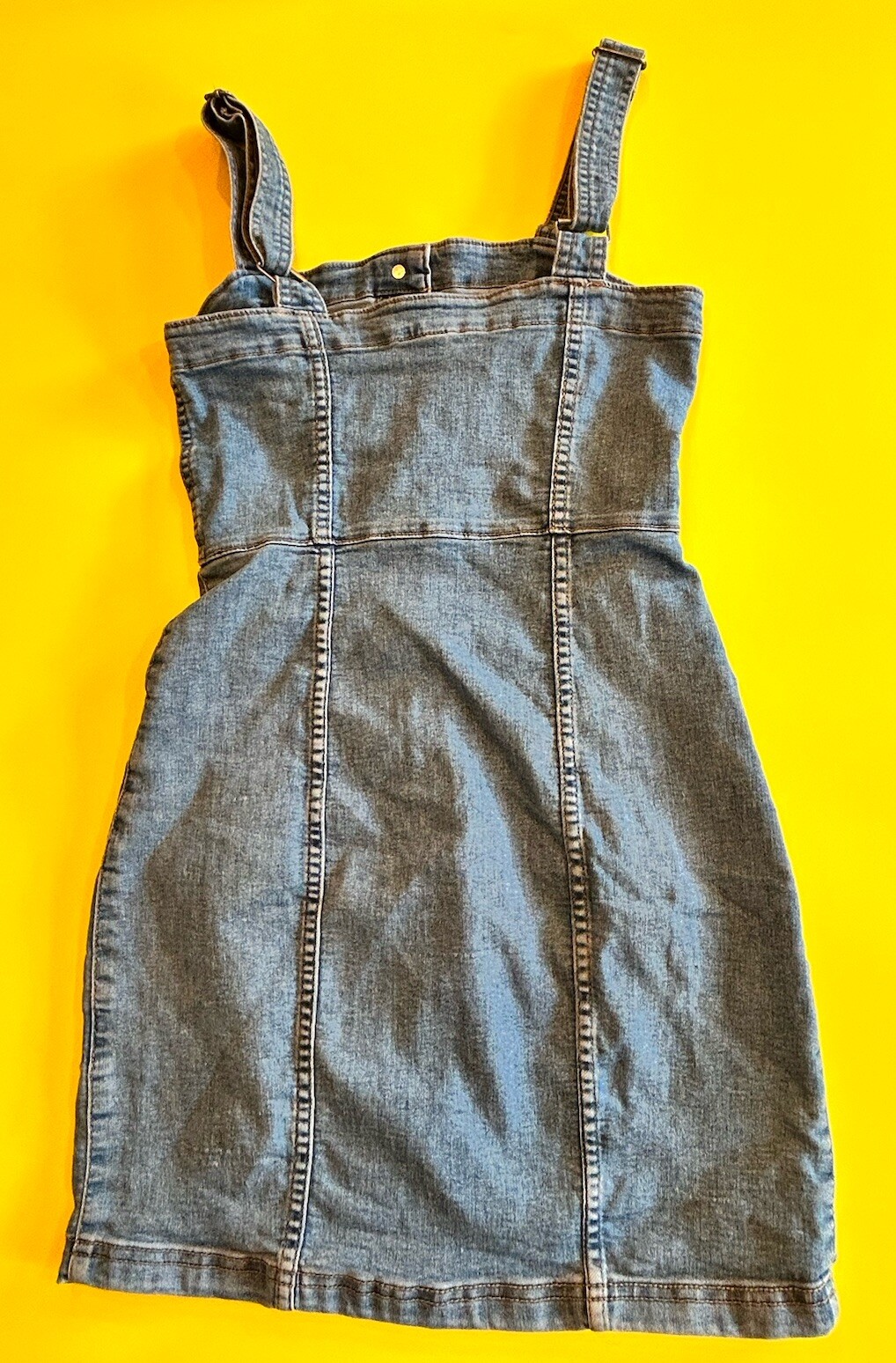 H&M Divided Denim Button Front Overall Dress Blue Jean Mini Fit Flare