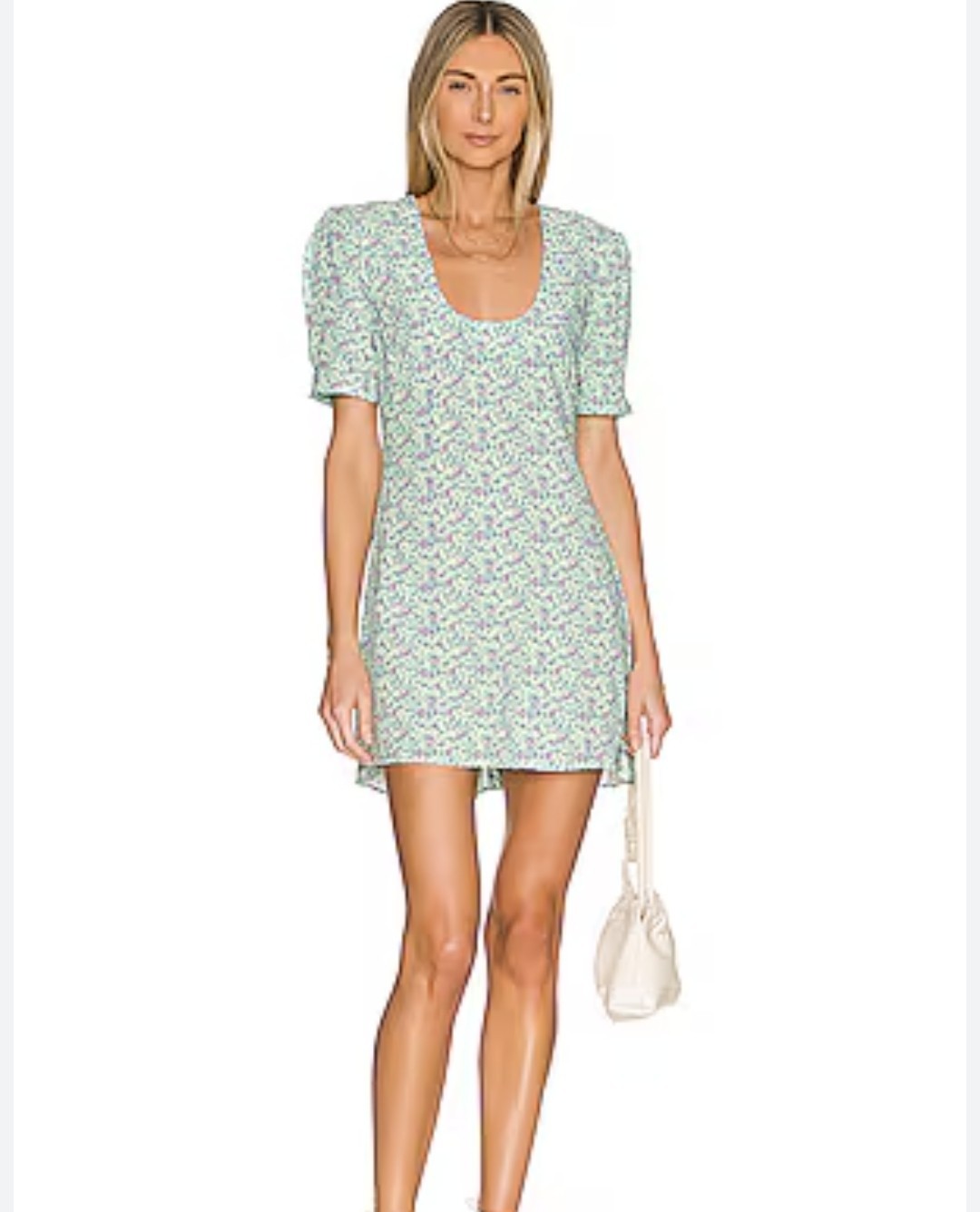 Anna Nata Floral Puff Sleeve Mini Dress Scoop Neck Cottagecore NWT S