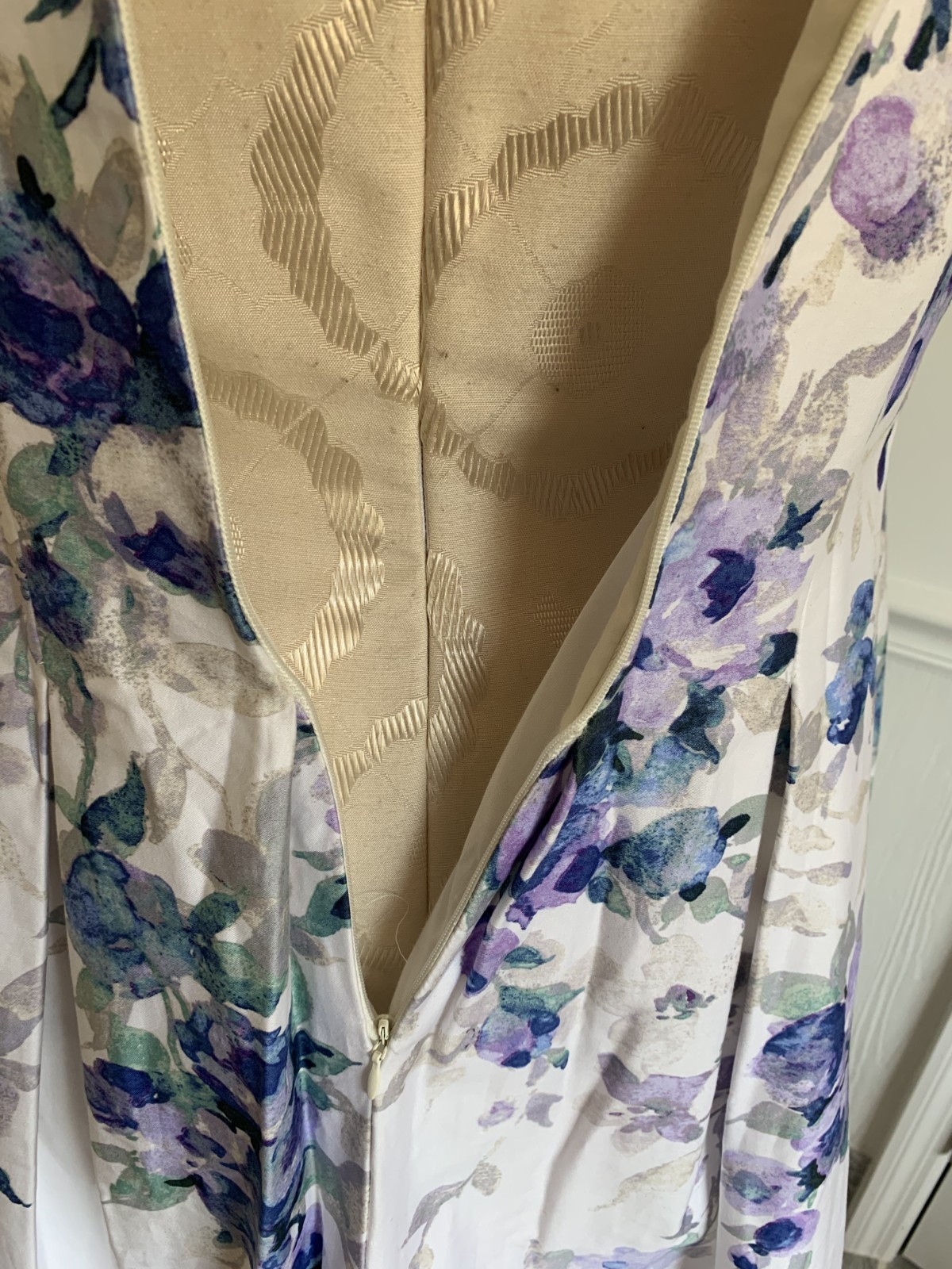 NWT RALPH LAUREN Dress White Purple Green Cotton Sleeveless V Neck Zipper 4P