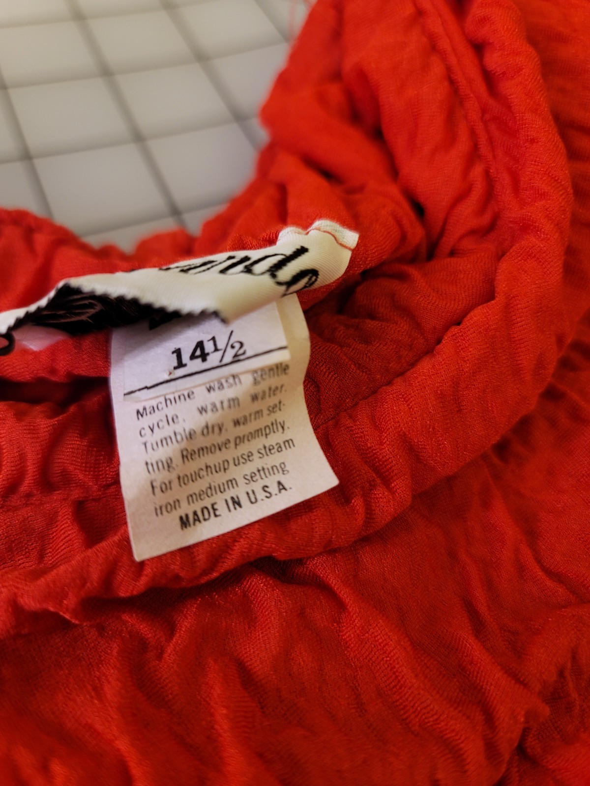 VTG Riccardo Crinkle Textured Two Piece Red Size 14.5 Large Dress Made in USA