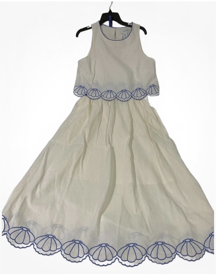 Calypso St. Barth Two-Piece Dress Set with Blue Shell Embroidery New medium dd10