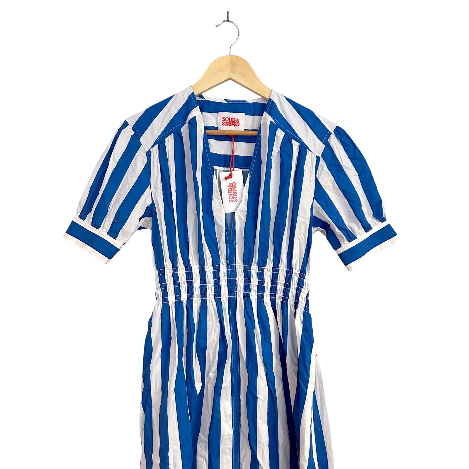 Solid & Striped Delilah Dress Blue White Stripe Cotton Midi Small NWT