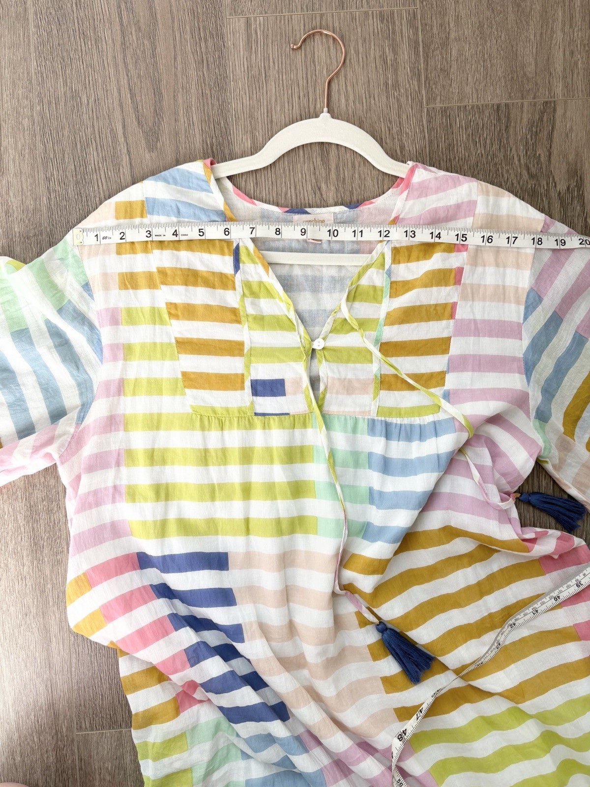 Sunshine Tienda Colorful Stripe Copa Maxi Dress Sz Large Beachy Coastal Boho